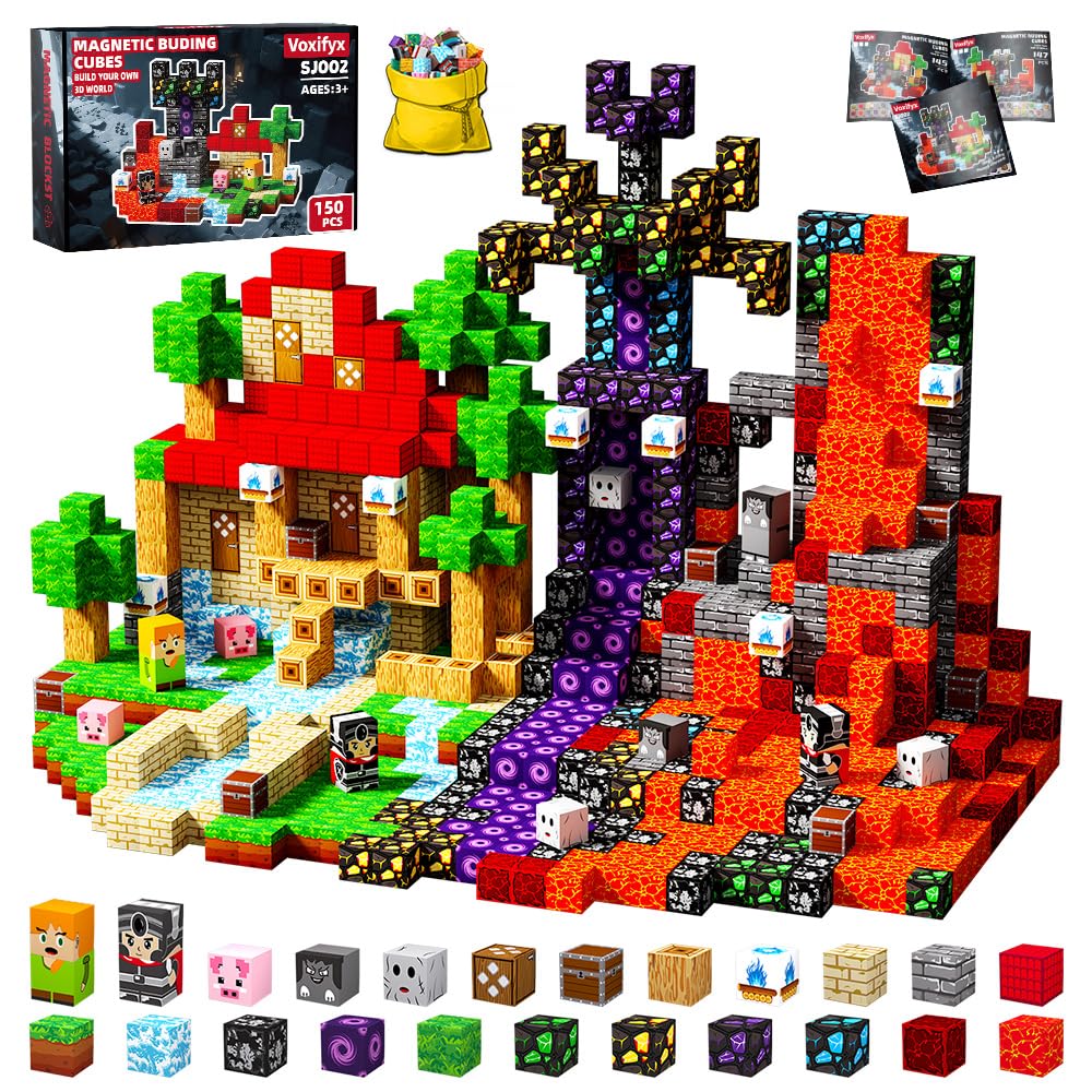 Voxifyx 150Pcs Magnetic Building Blocks Set – STEM Toy for Toddlers & Kids