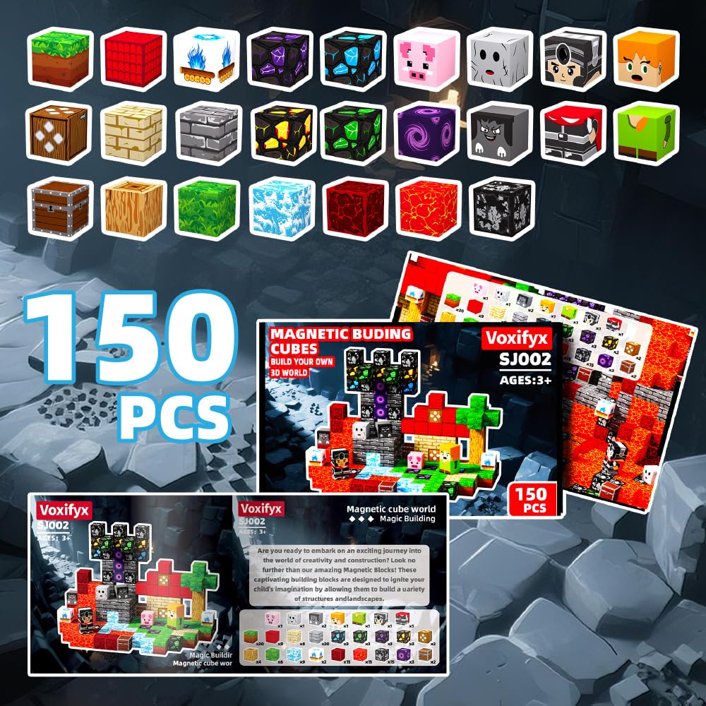 Voxifyx 150Pcs Magnetic Building Blocks Set – STEM Toy for Toddlers & Kids