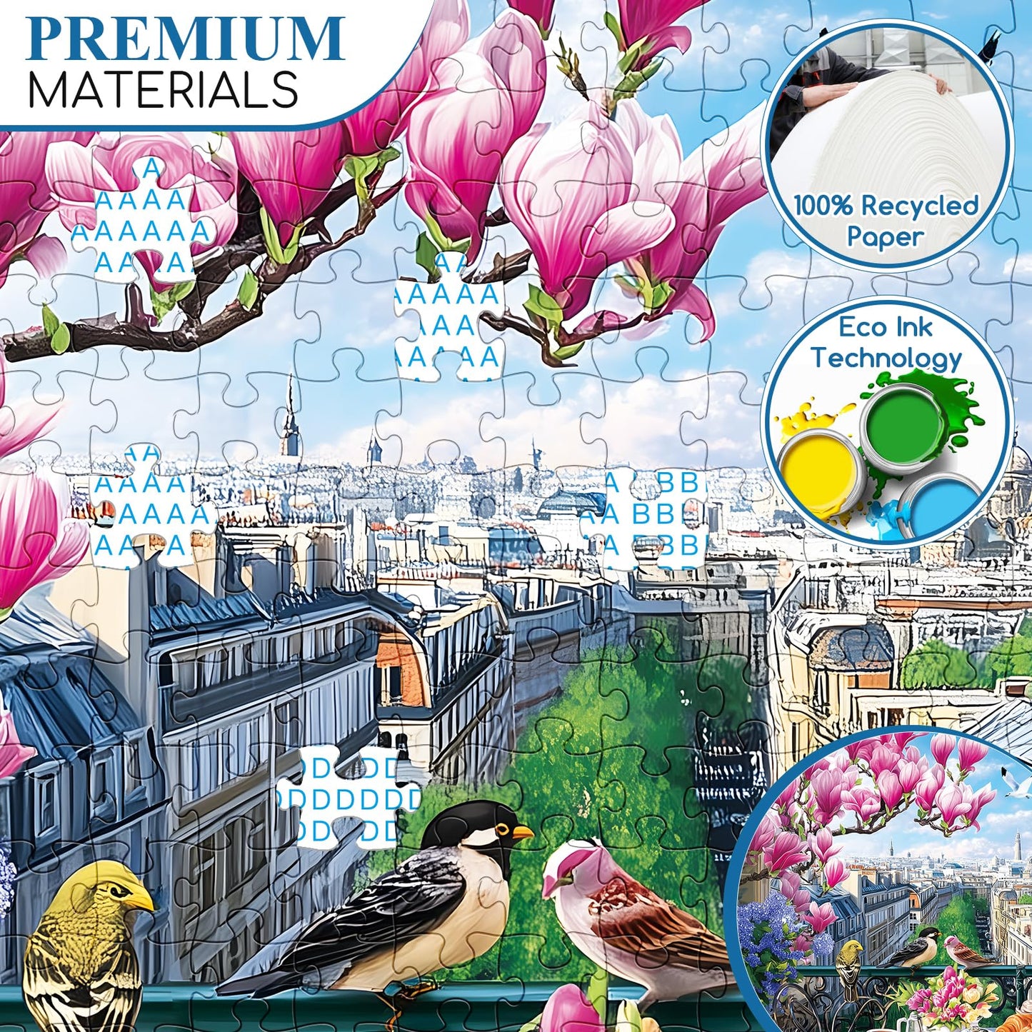 VoYouTwo 500-Piece Brunch in Paris Puzzle | Eco-Friendly Eiffel Tower Jigsaw