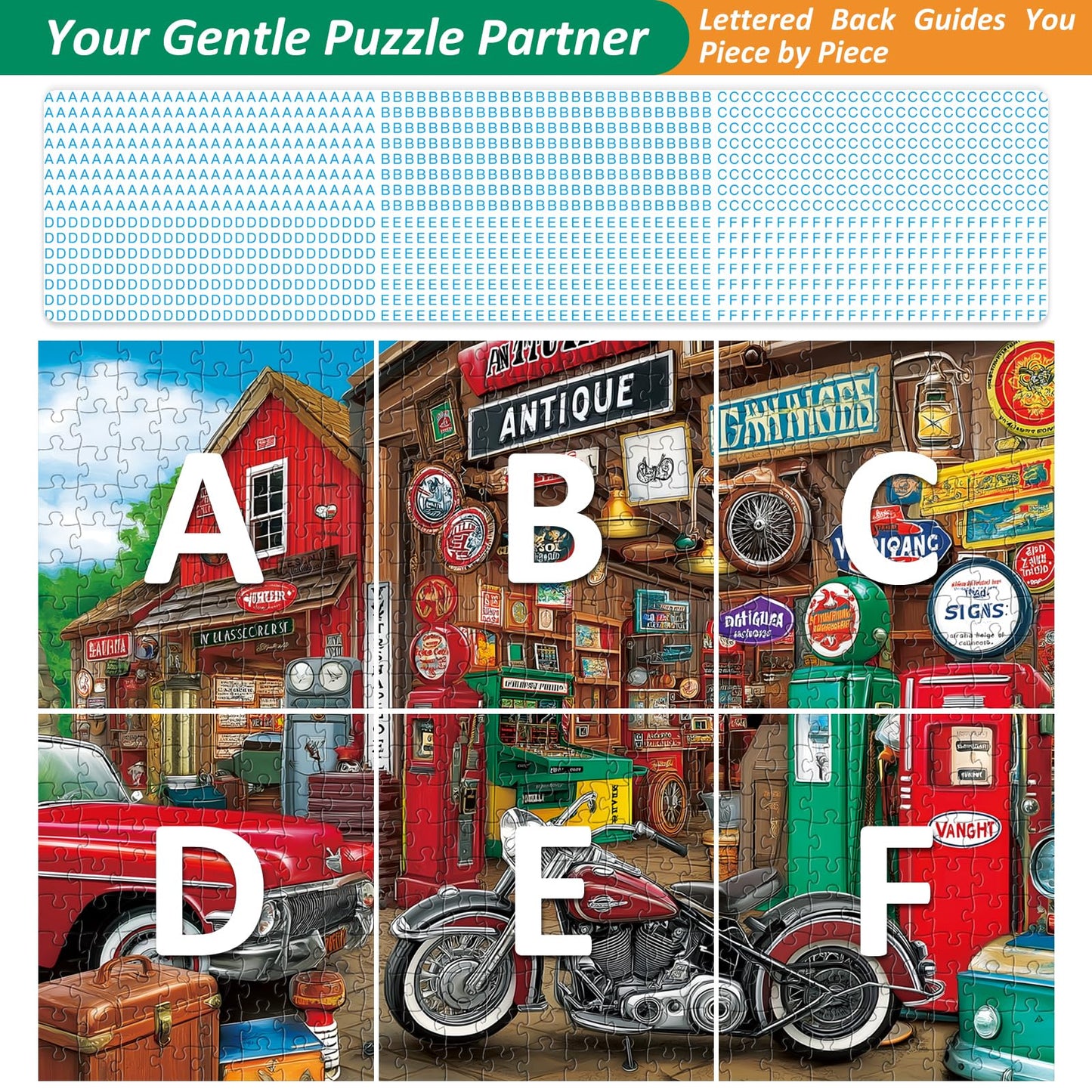 VoYouTwo 500-Piece Antique Garage Puzzle for Adults – Retro Car Jigsaw, 20.5 x 15 in