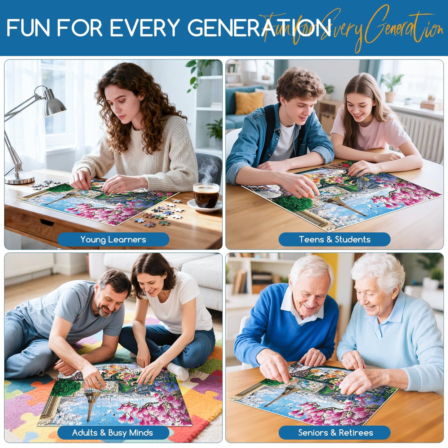 VoYouTwo 500-Piece Brunch in Paris Puzzle | Eco-Friendly Eiffel Tower Jigsaw