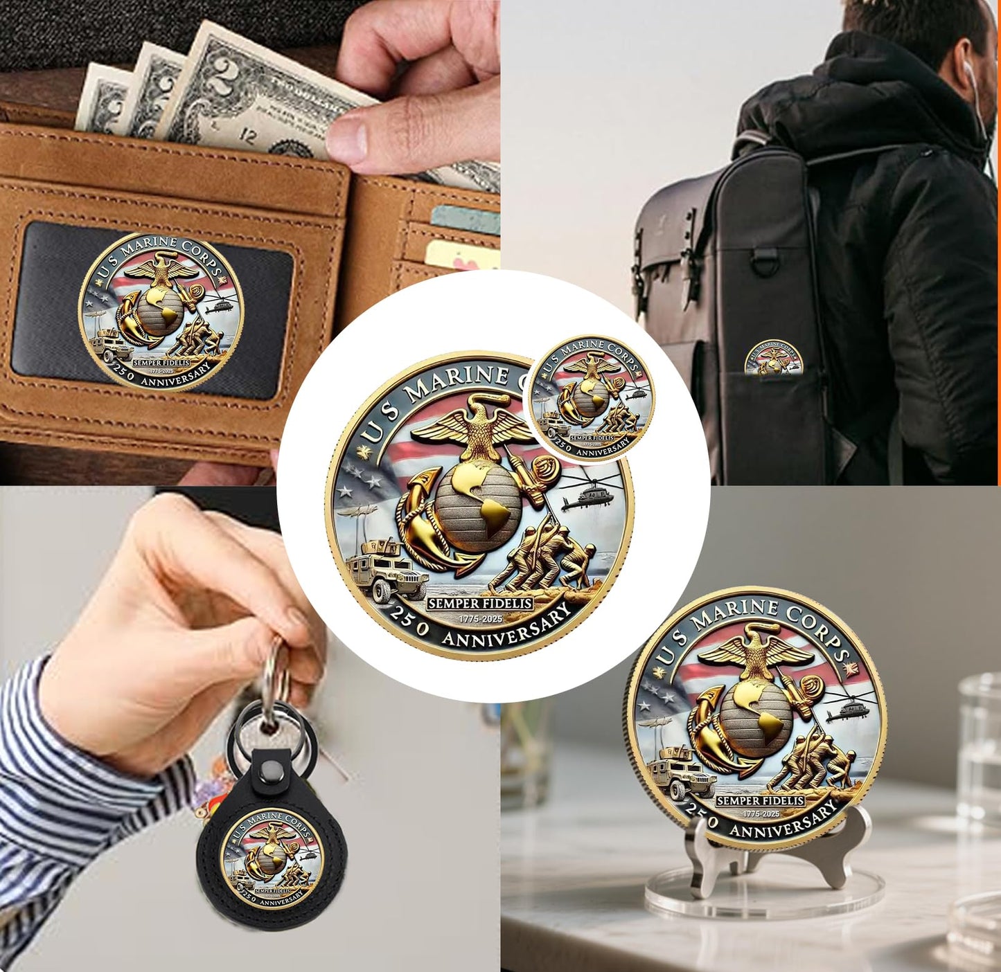 Vozekrod Double-Sided USMC 250th Anniversary Challenge Coin – 1.57-Inch Marine Corps Commemorative