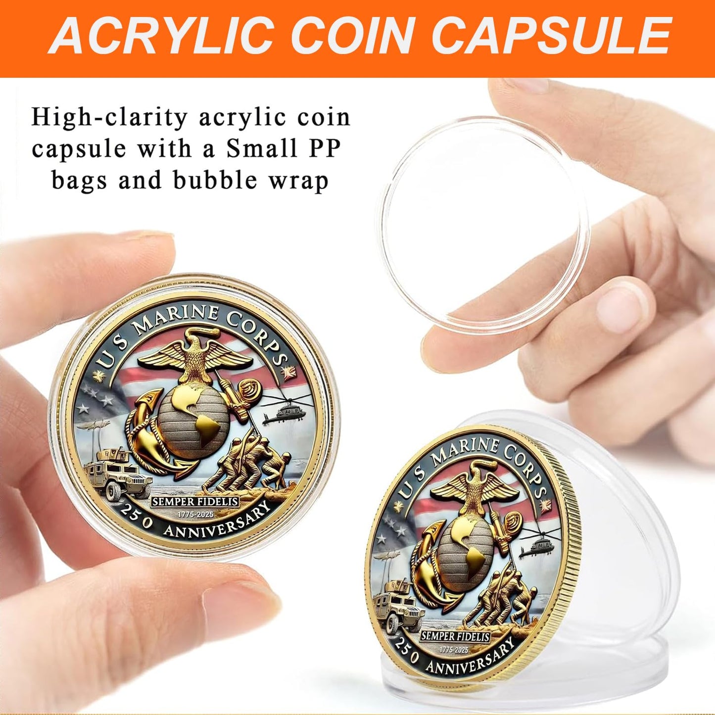 Vozekrod Double-Sided USMC 250th Anniversary Challenge Coin – 1.57-Inch Marine Corps Commemorative