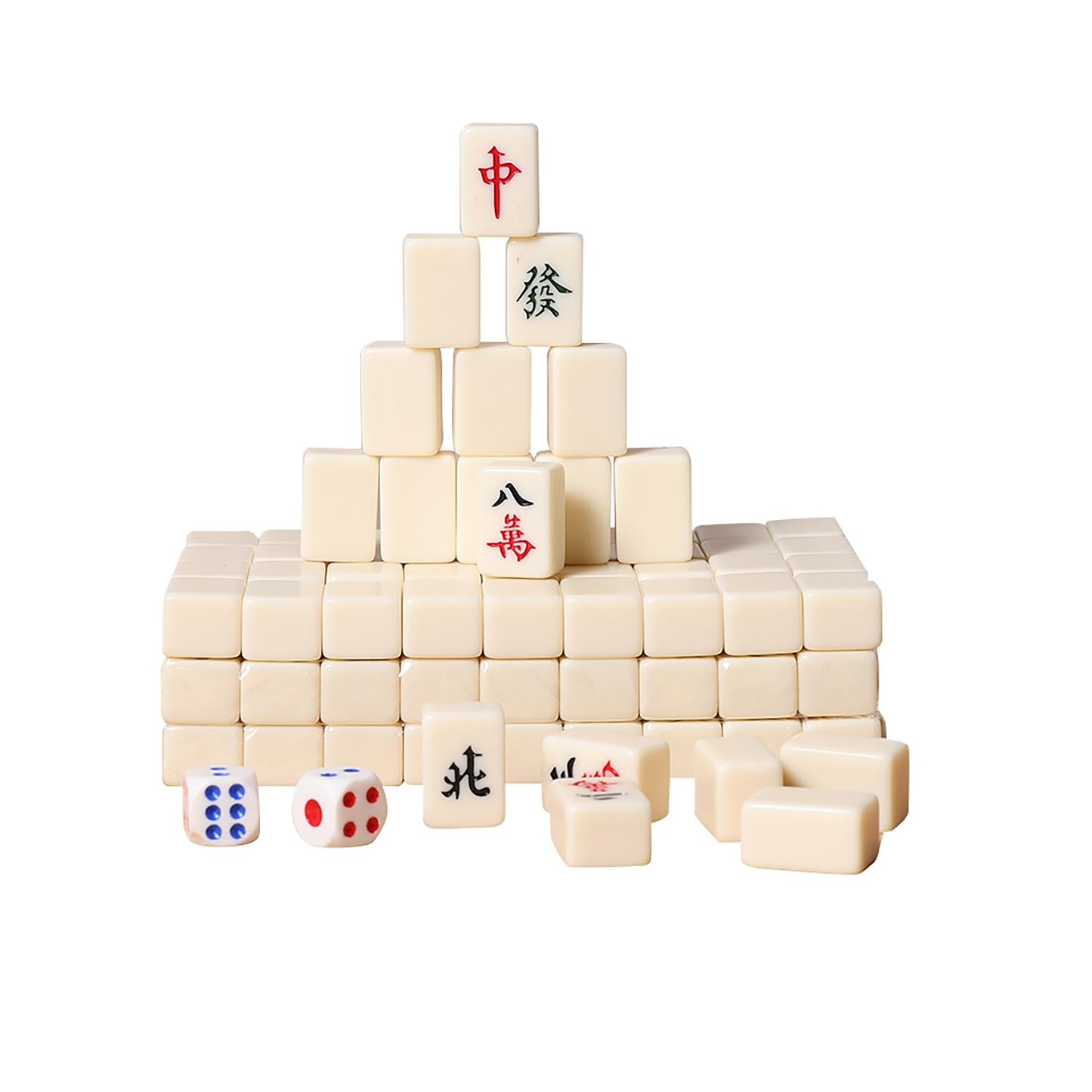 VPH Mini Chinese Mahjong Ivory 144 Pcs Travel Box with Ruler Tablecloth