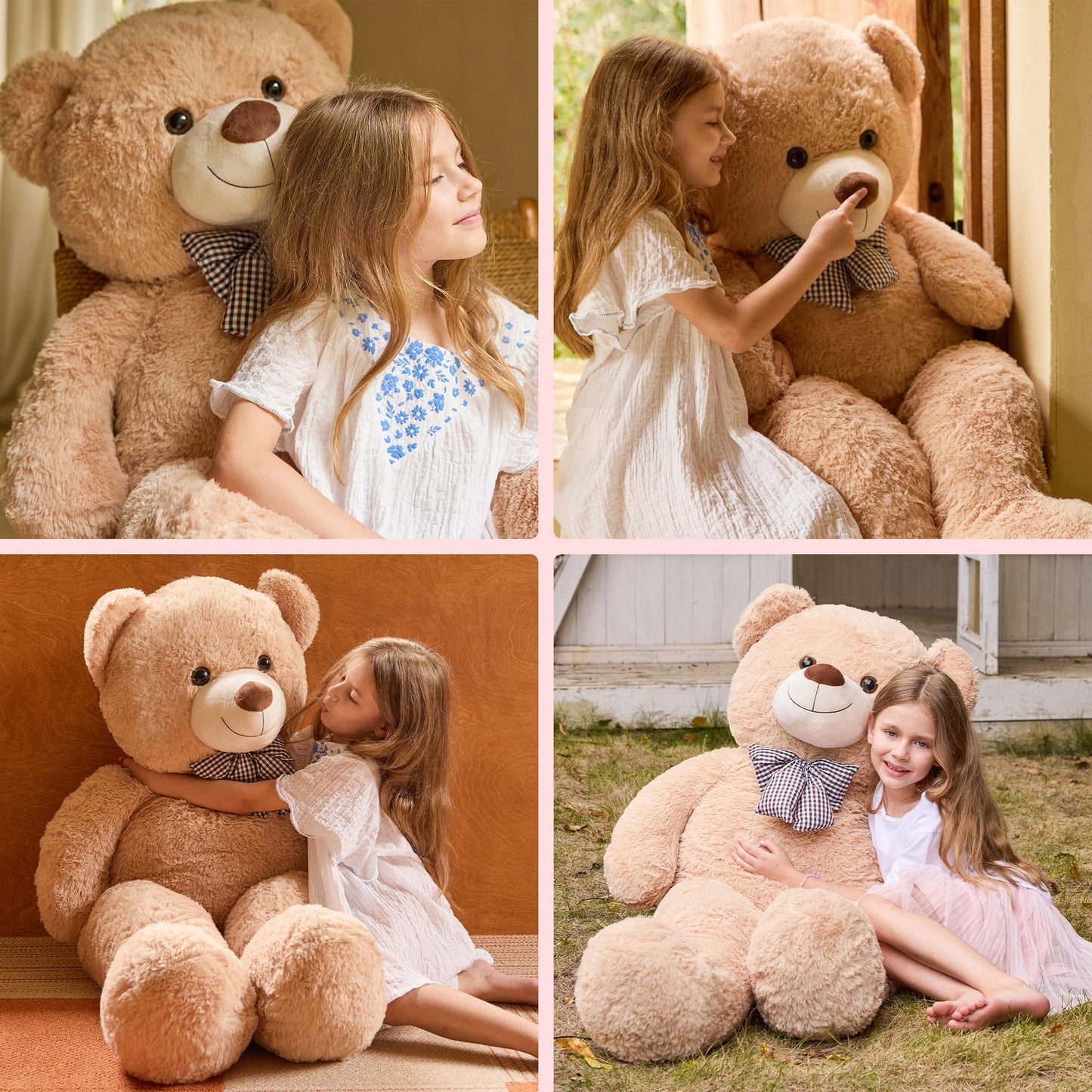 Vposyako 47-Inch Giant Teddy Bear | Light Brown Plush Life-Size Gift