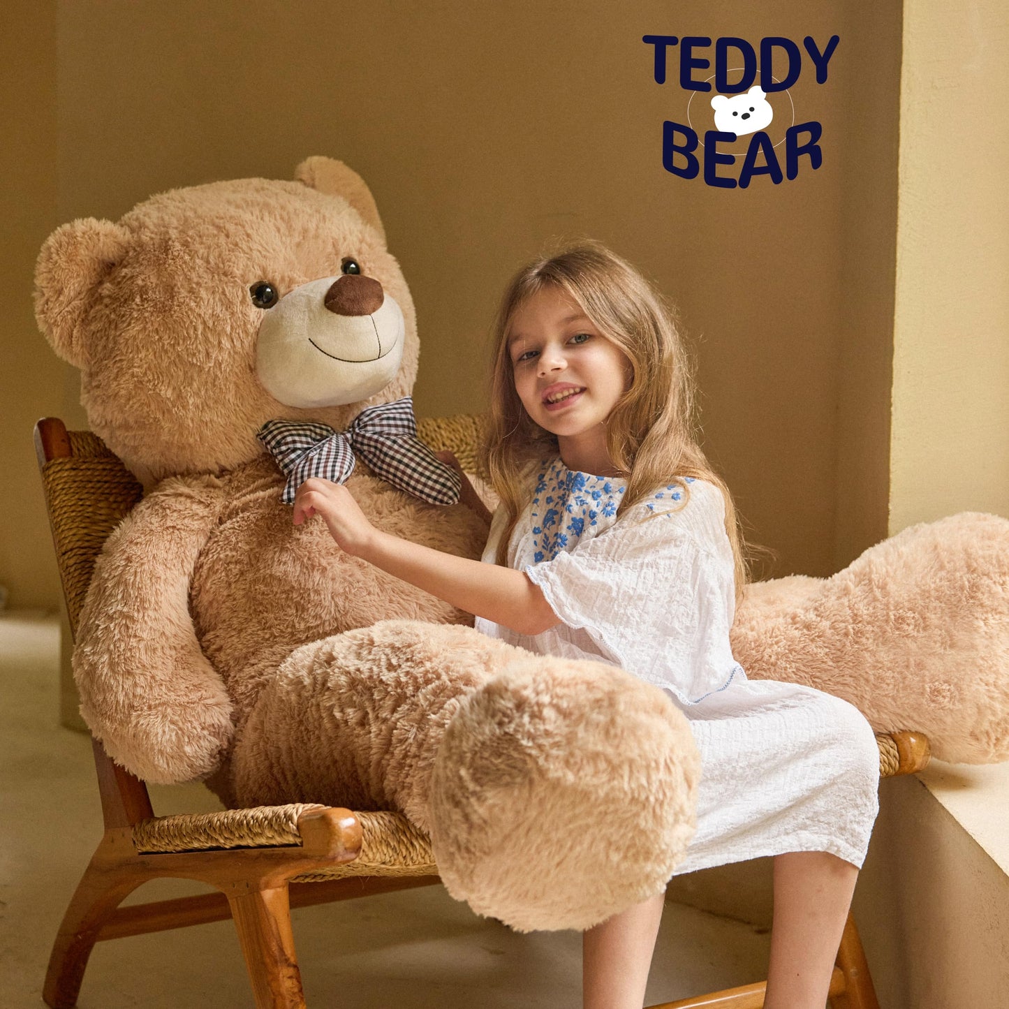 Vposyako 47-Inch Giant Teddy Bear | Light Brown Plush Life-Size Gift