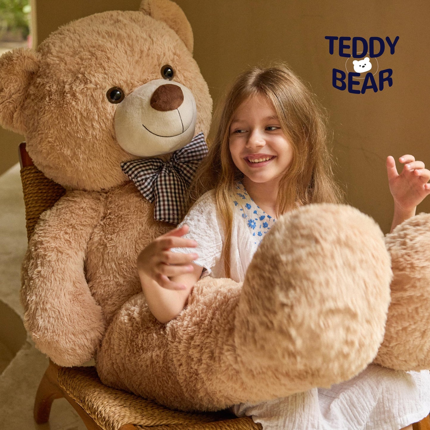 Vposyako 47-Inch Giant Teddy Bear | Light Brown Plush Life-Size Gift