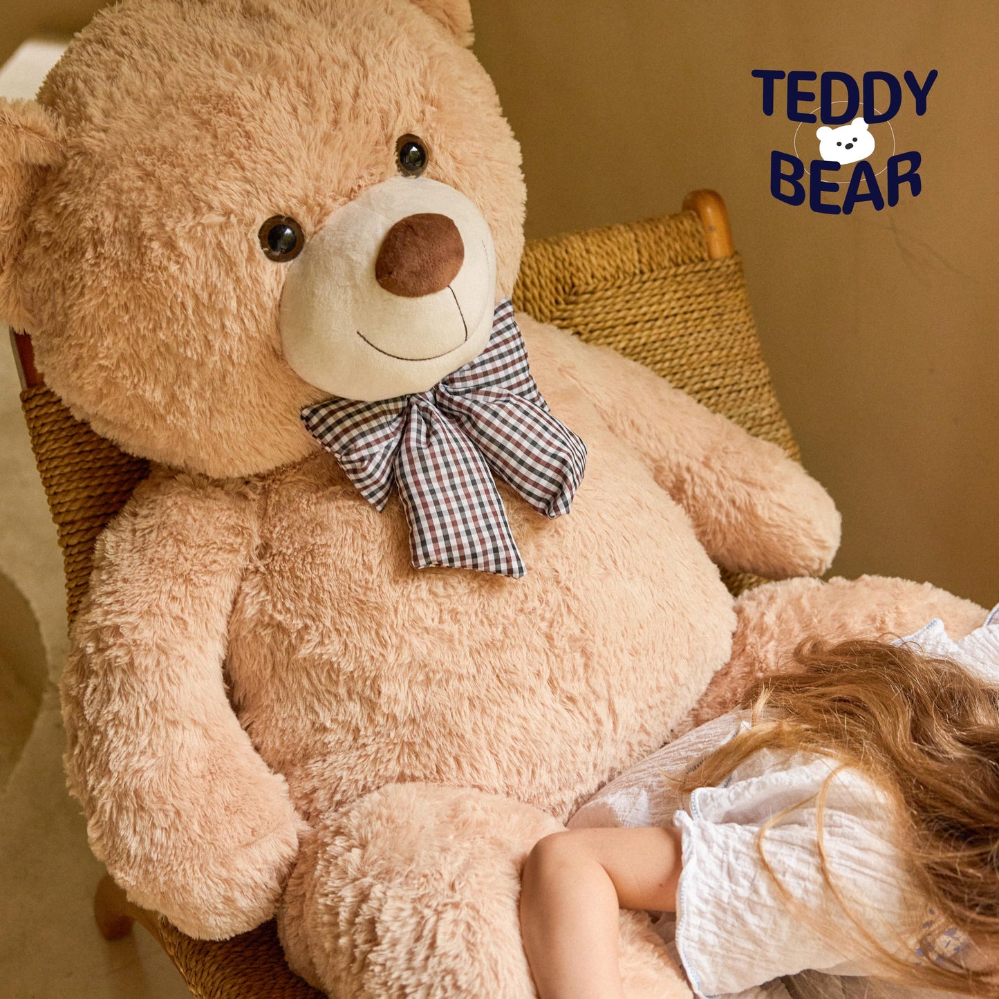 Vposyako 47-Inch Giant Teddy Bear | Light Brown Plush Life-Size Gift