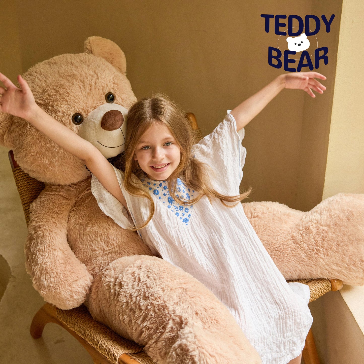 Vposyako 47-Inch Giant Teddy Bear | Light Brown Plush Life-Size Gift