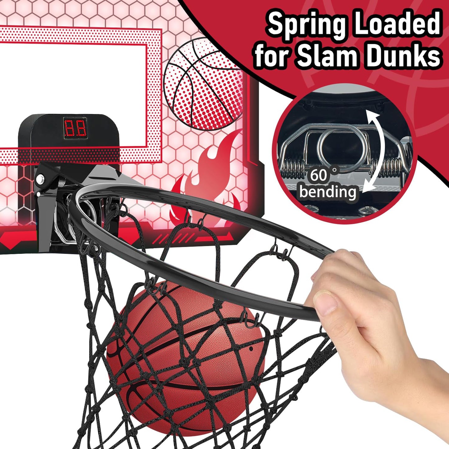 VROGTIK Indoor Basketball Hoop for Kids – LED Lights & Scoreboard