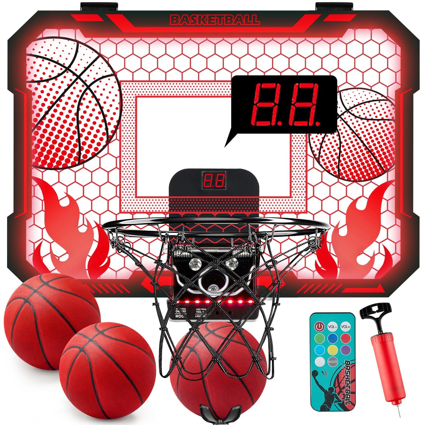 VROGTIK Indoor Basketball Hoop for Kids – LED Lights & Scoreboard