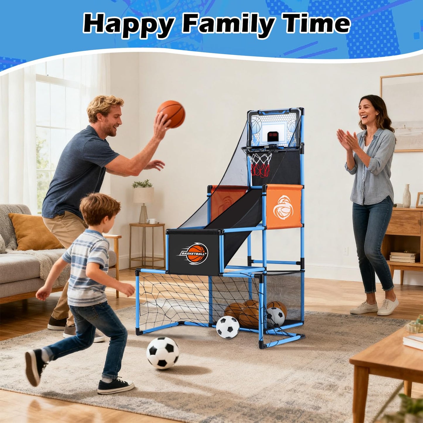 VROGTIK 2-in-1 Basketball Arcade Game & Soccer Goal for Kids | Adjustable Indoor/Outdoor Toy