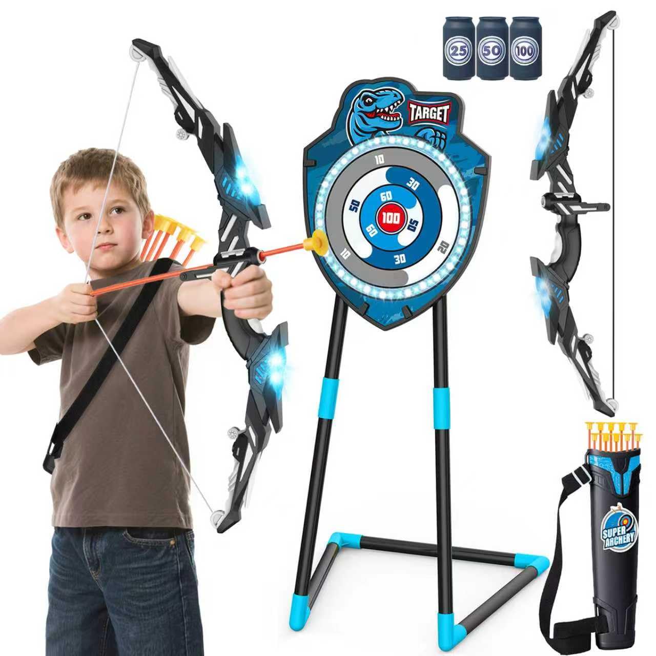 VROGTIK Kids LED Standing Archery Set – Safe Outdoor Target Practice for Ages 4-12