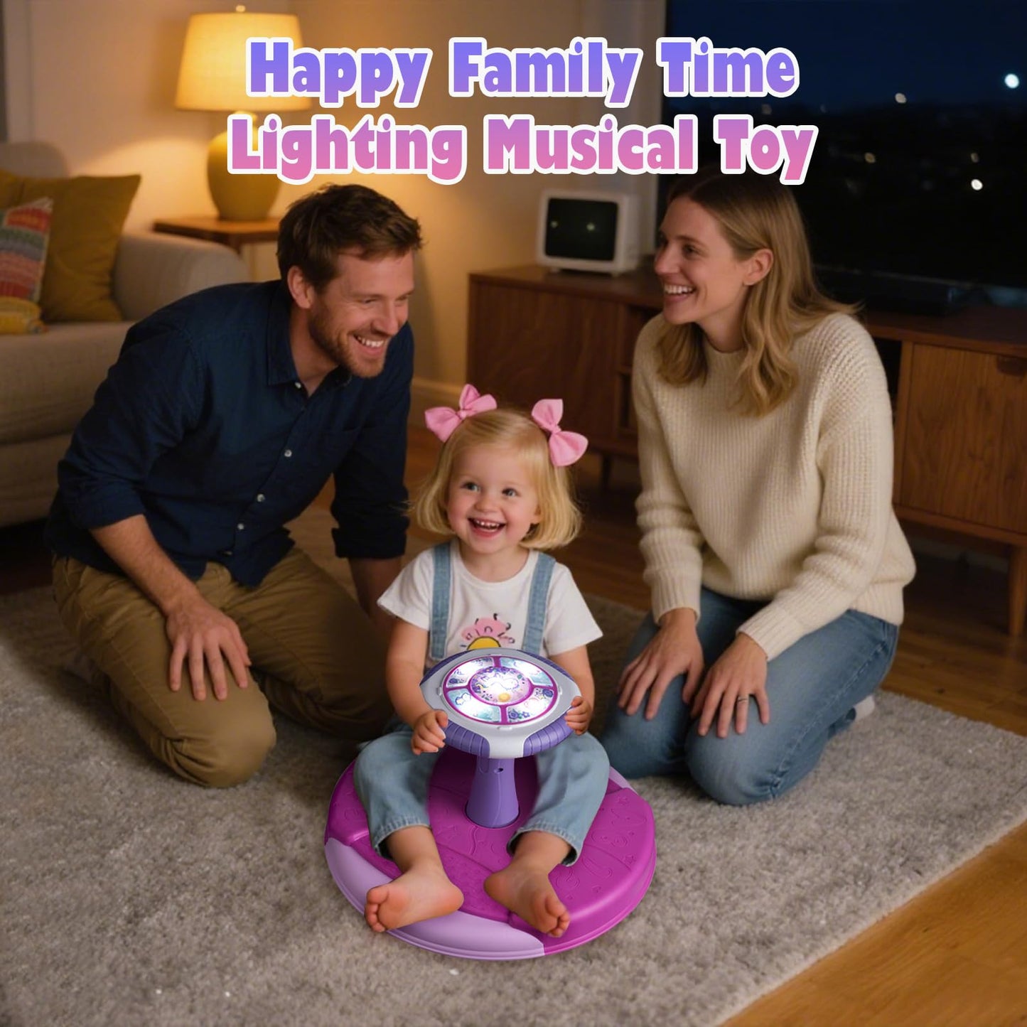 VROGTIK Sit and Spin Toy for Toddlers 1-3 | 360° Spin, LED Lights & Music