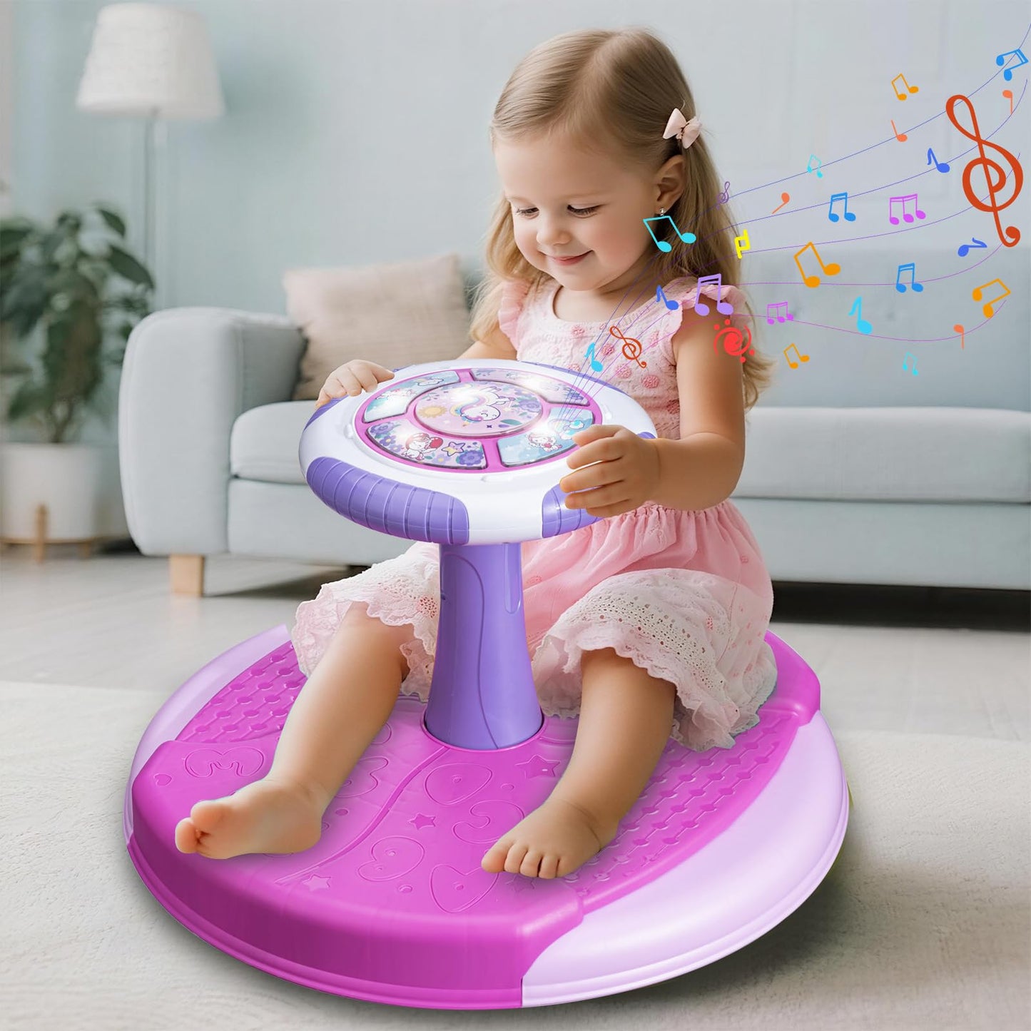 VROGTIK Sit and Spin Toy for Toddlers 1-3 | 360° Spin, LED Lights & Music