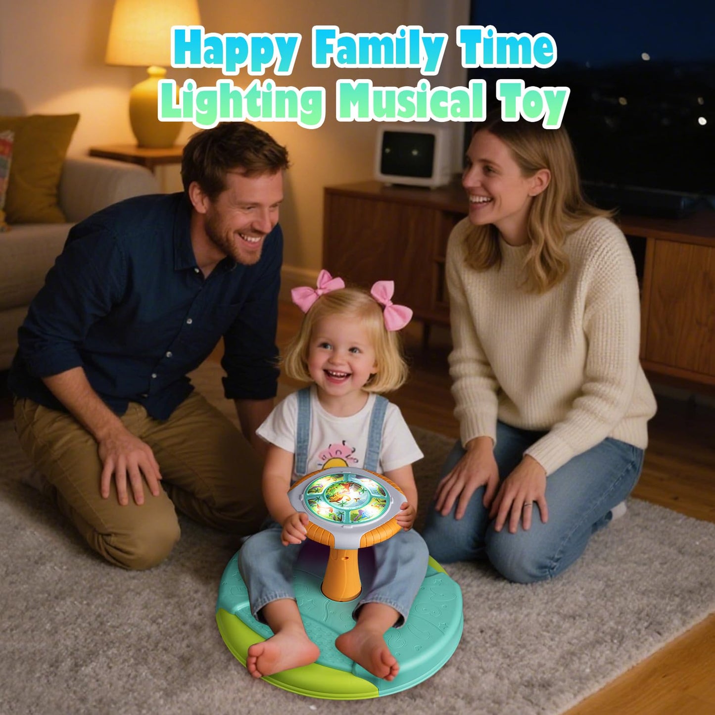 VROGTIK Dinosaur Sit and Spin Toy for Toddlers 1-3 | 360° Spin, LED Lights & Music