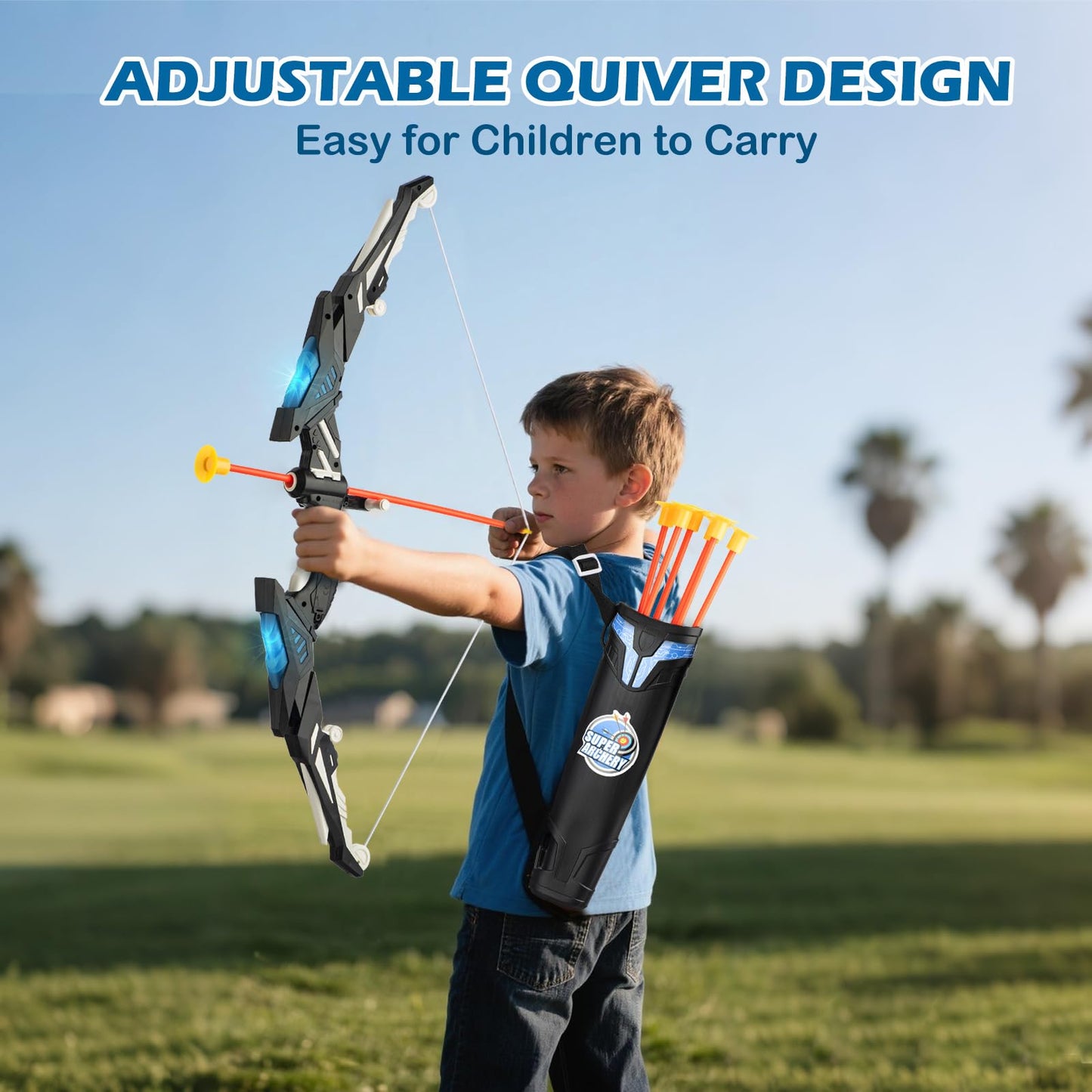 VROGTIK Kids LED Standing Archery Set – Safe Outdoor Target Practice for Ages 4-12
