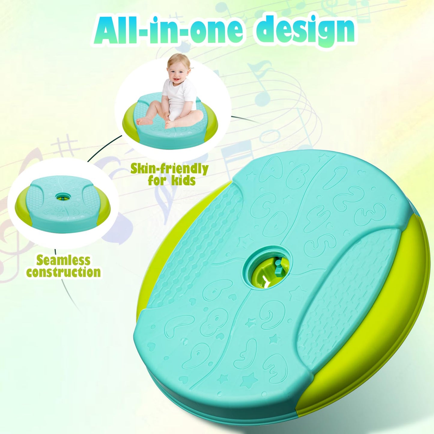 VROGTIK Dinosaur Sit and Spin Toy for Toddlers 1-3 | 360° Spin, LED Lights & Music
