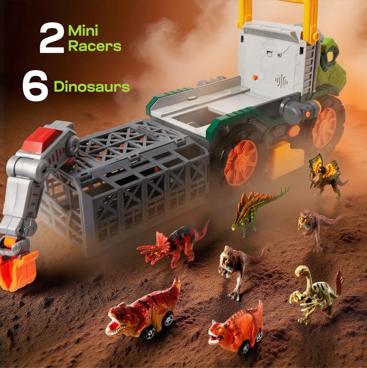Vroomix JOVA Dinosaur Monster Truck – Extra-Large Toy with Launcher, Crane & Tunnel