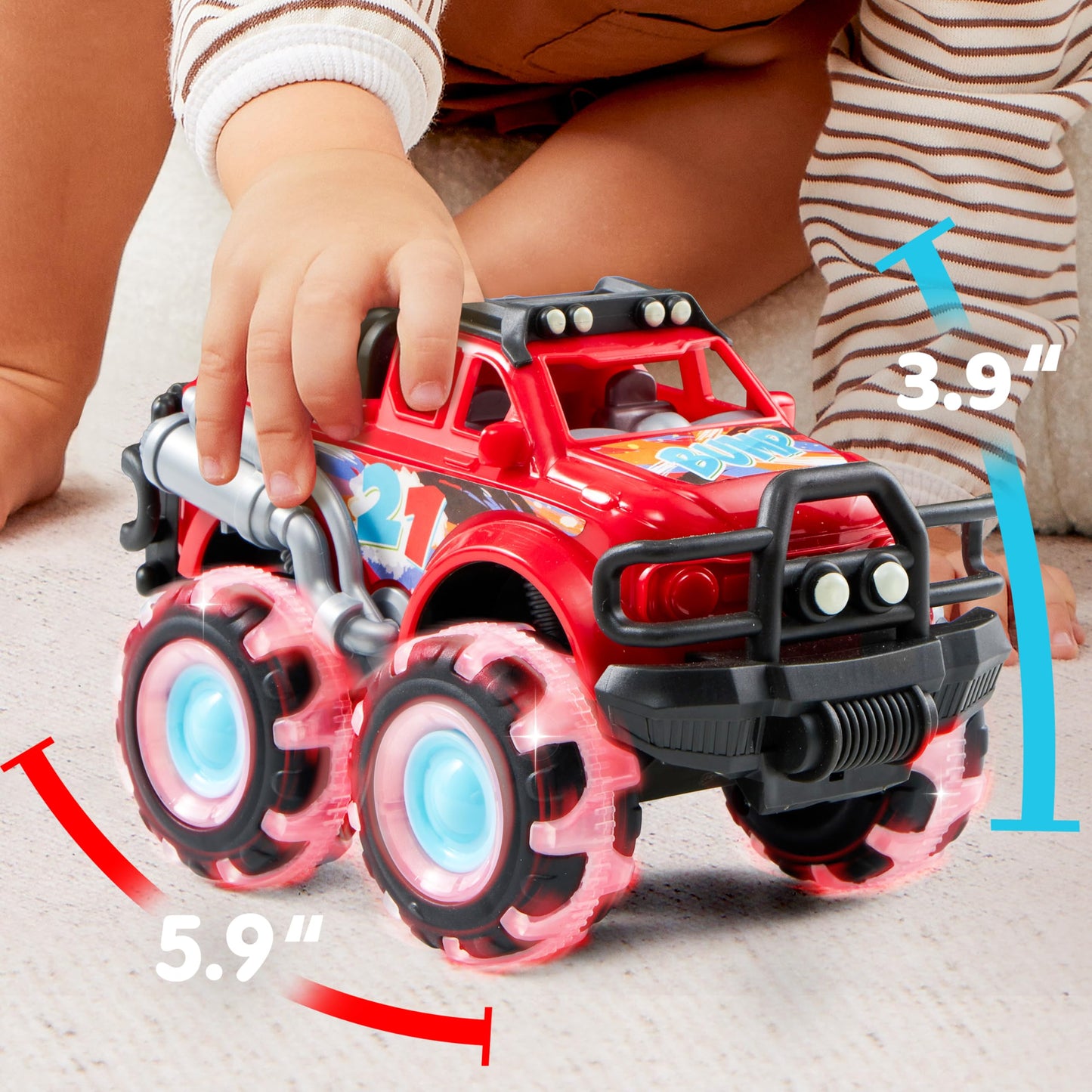 Vroomix GlowRover 3Pack Monster Trucks – LED Wheel Light-Up Toys for Toddlers