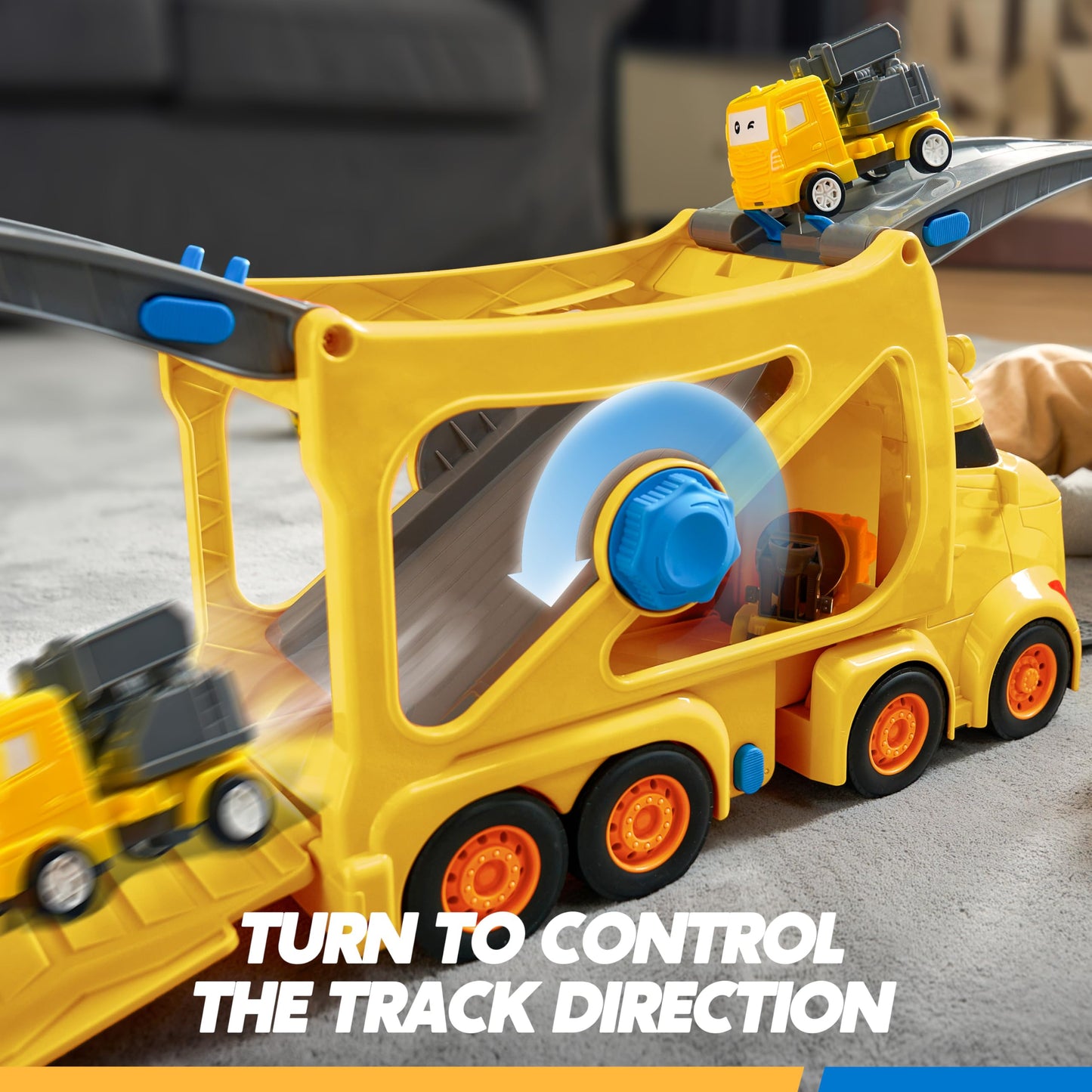 Vroomix Extra Large Toy Trucks for Toddlers – 7-in-1 Carrier Truck with Lights & 6 Cars