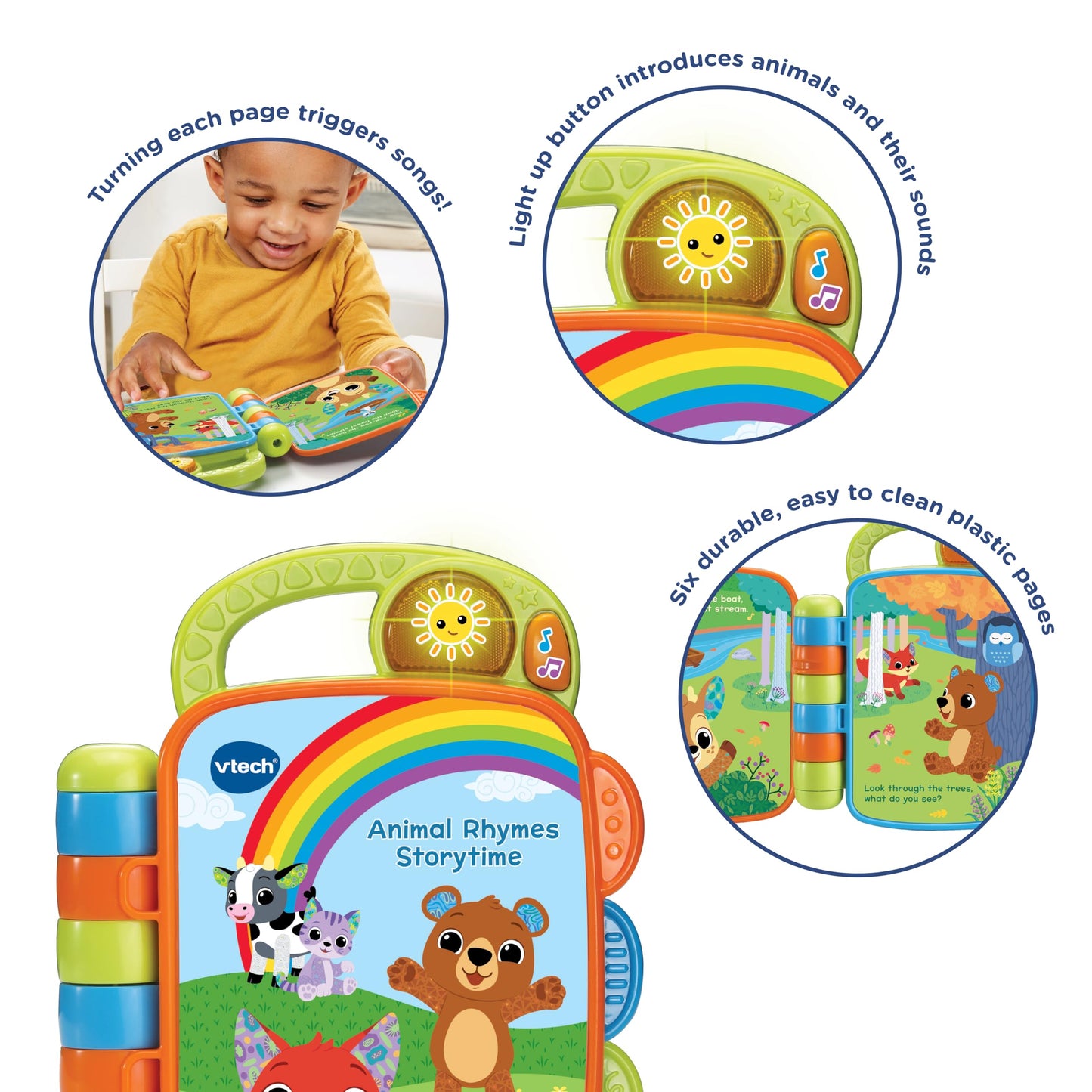 VTech Baby Animal Rhymes Storytime: Interactive 6-Page Wipe-Clean Book with Songs