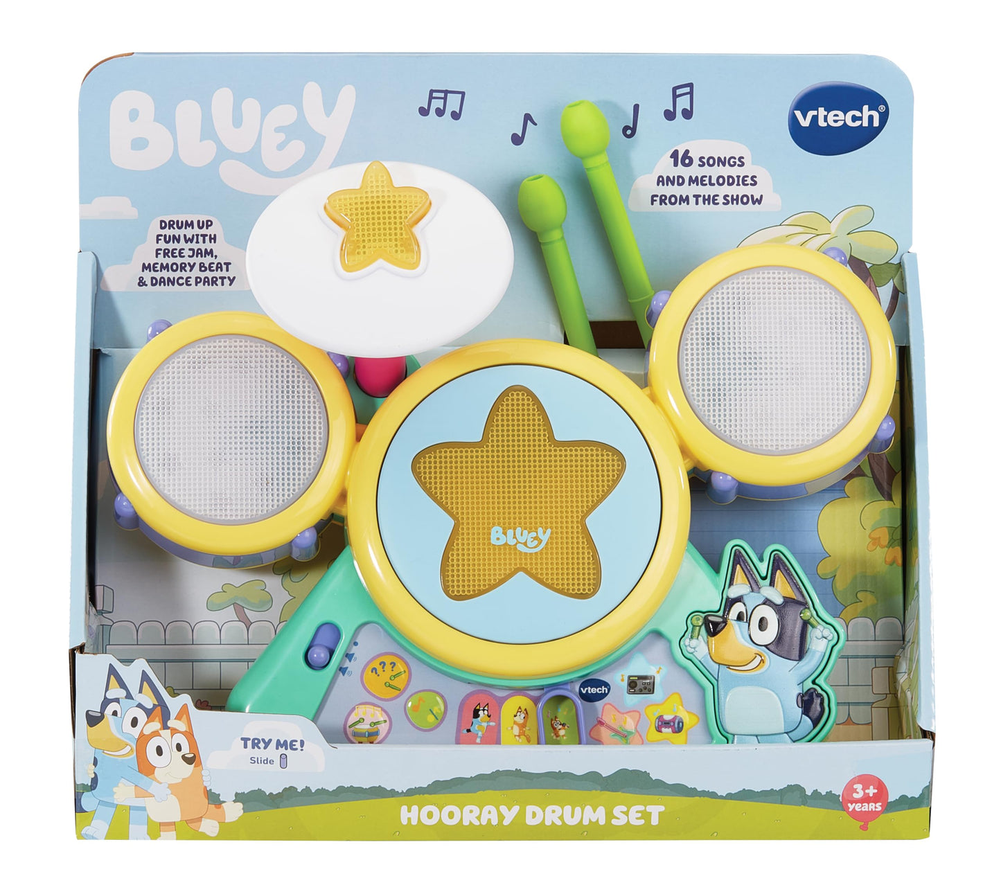 VTech Bluey Hooray Drum Set – Interactive Kids Drum Kit with Light-Up Pads