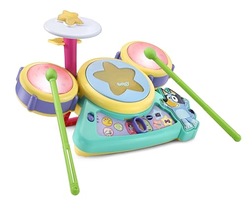 VTech Bluey Hooray Drum Set – Interactive Kids Drum Kit with Light-Up Pads