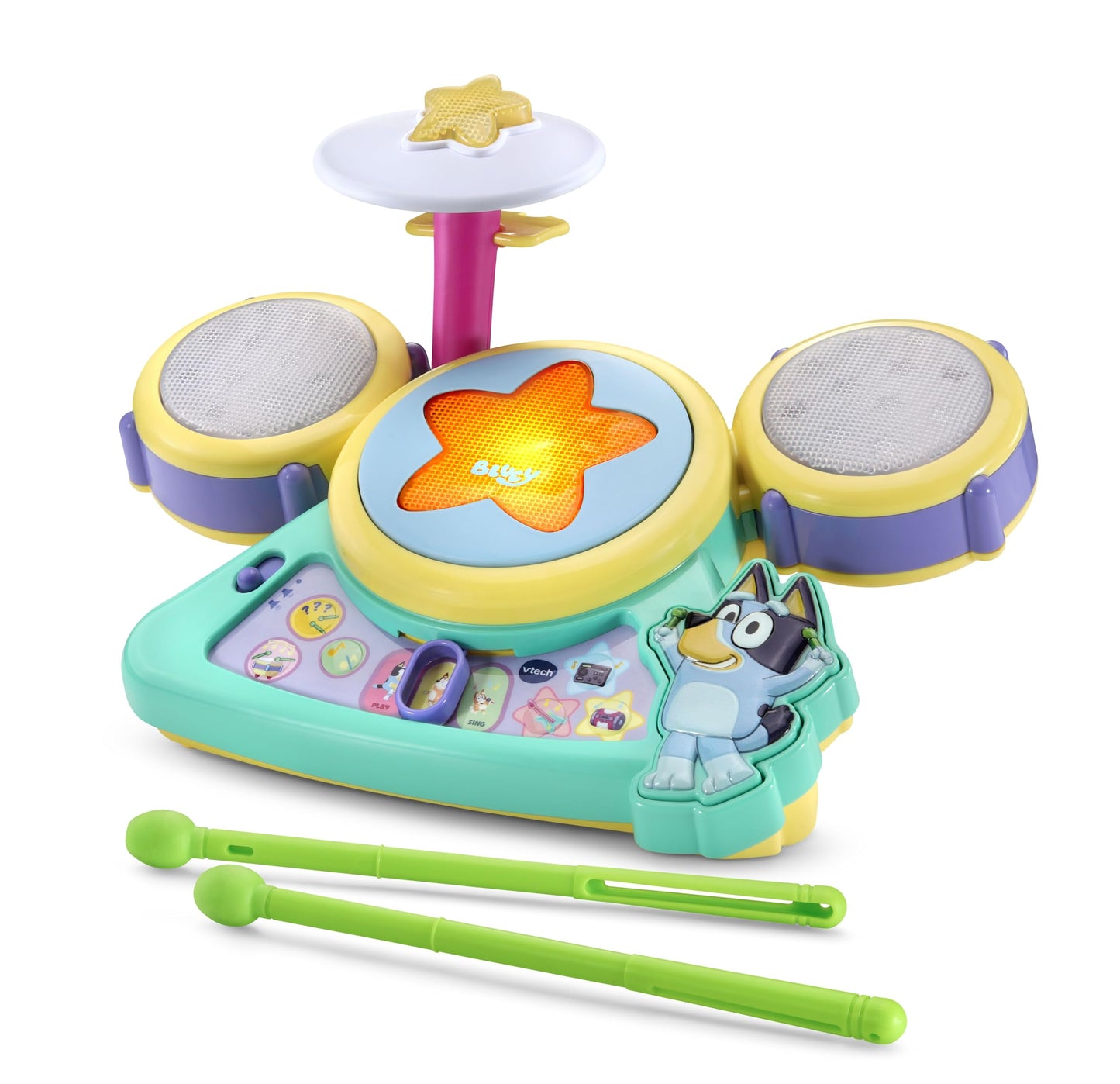 VTech Bluey Hooray Drum Set – Interactive Kids Drum Kit with Light-Up Pads