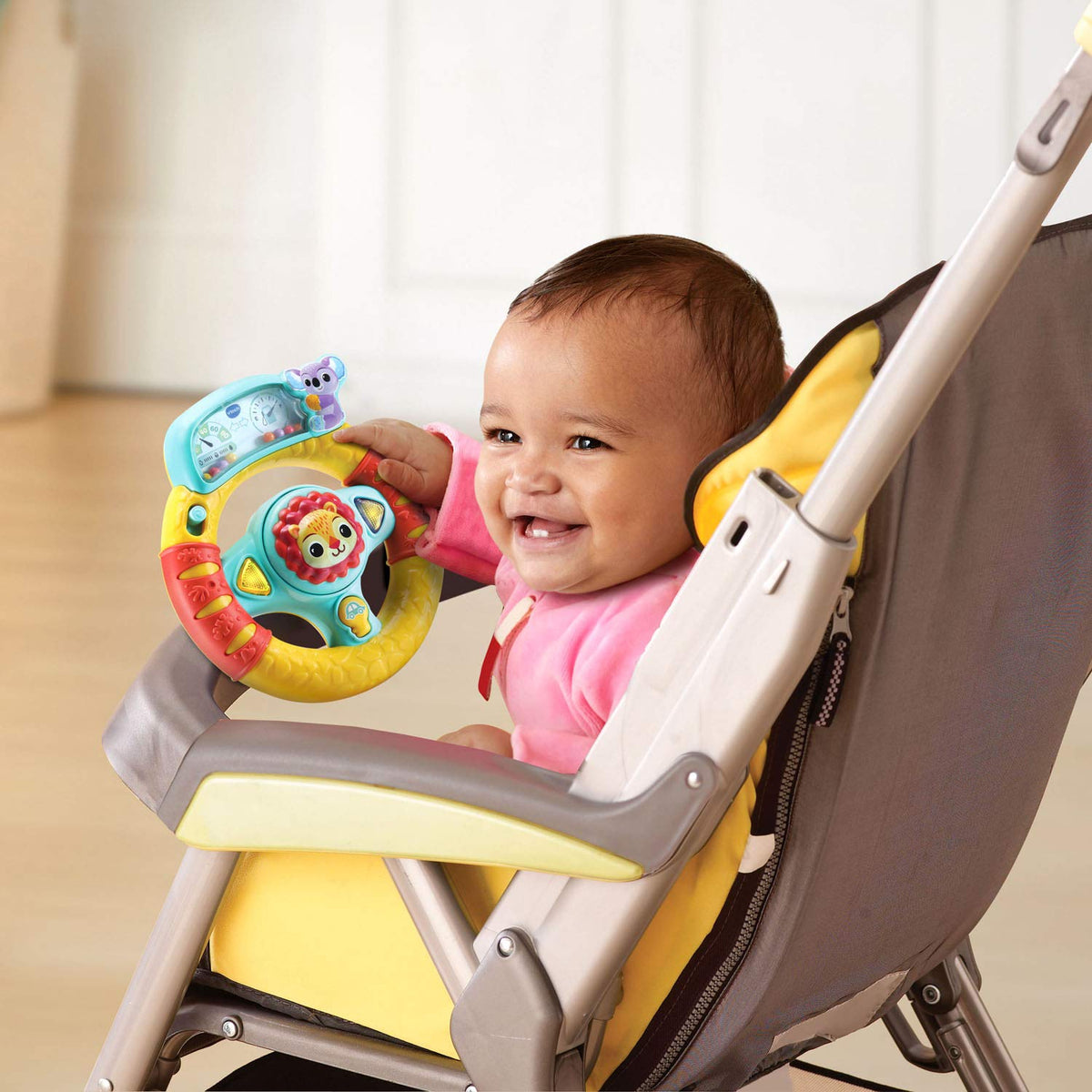 VTech Grip and Go Steering Wheel – Interactive Baby Toy with Lights, Sounds & Beads