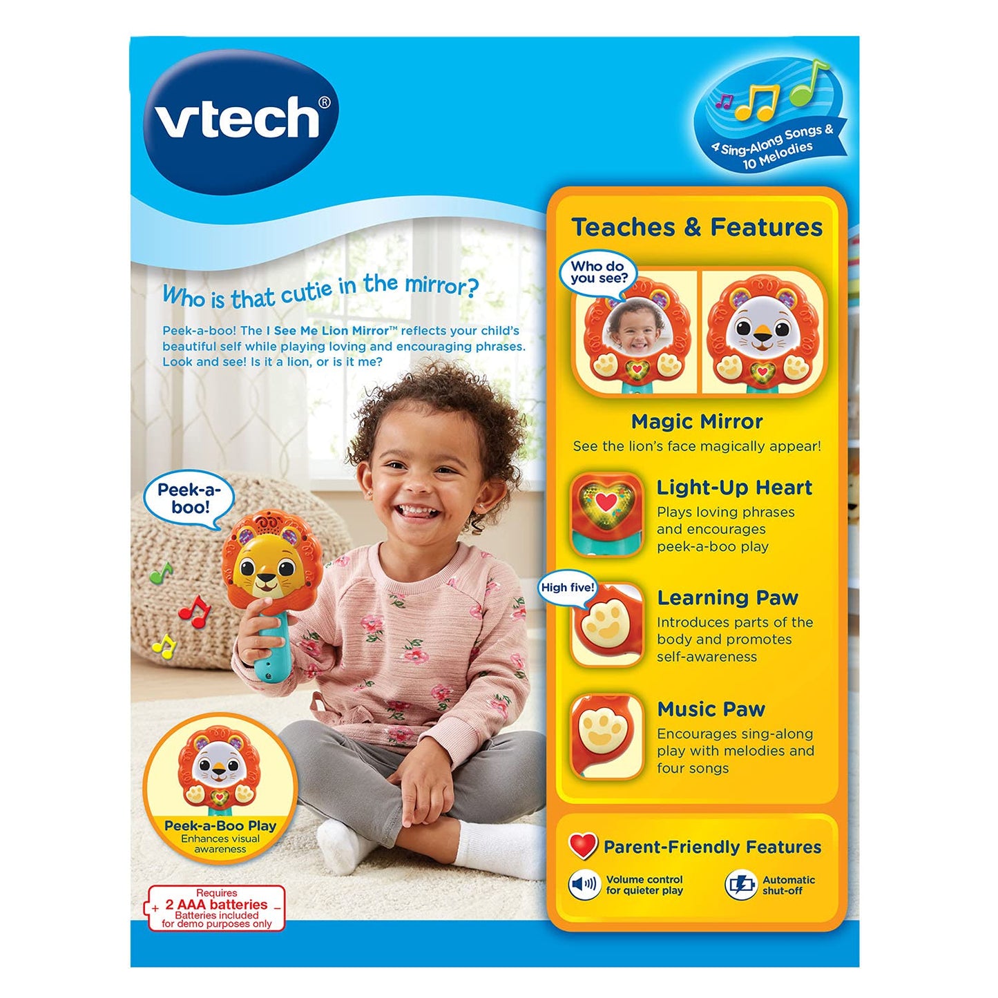 VTech I See Me Lion Mirror – Interactive Baby Mirror with Light-Up Heart & Songs