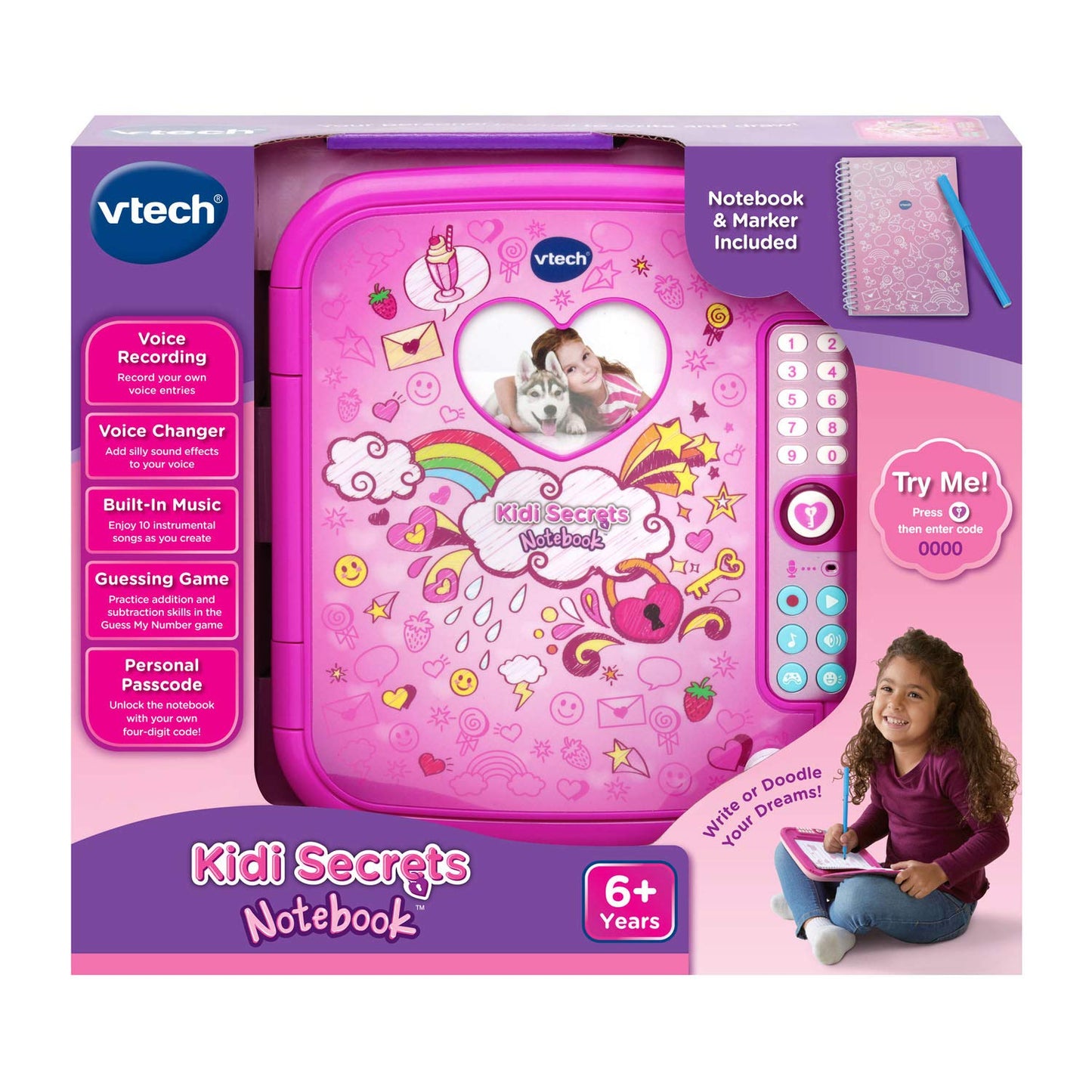 VTech Kidi Secrets Notebook Pink – Private Journal for Kids 6-12