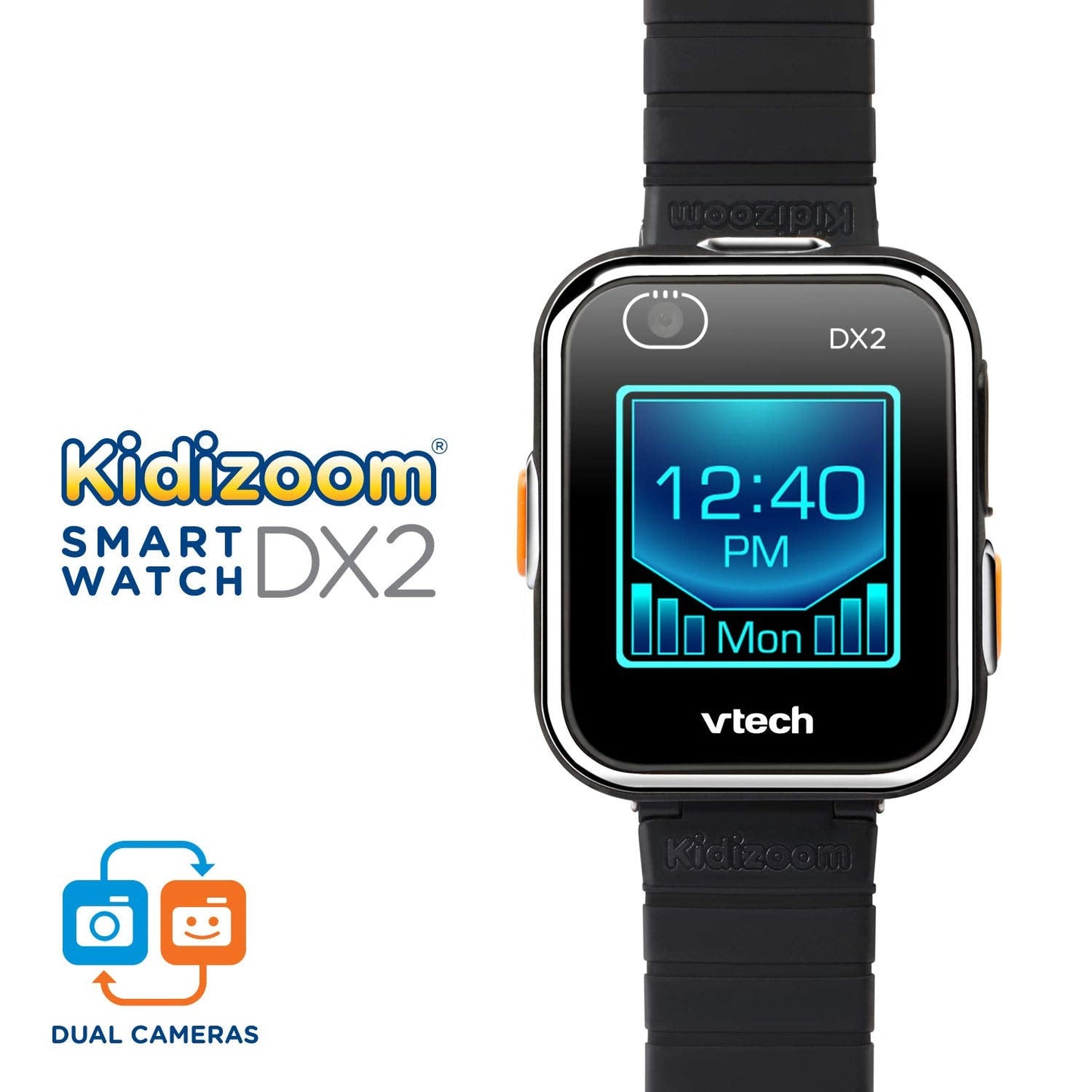 VTech KidiZoom Smartwatch DX2 (Black) - Dual Cameras, AR Monster Detector, Kid-Friendly