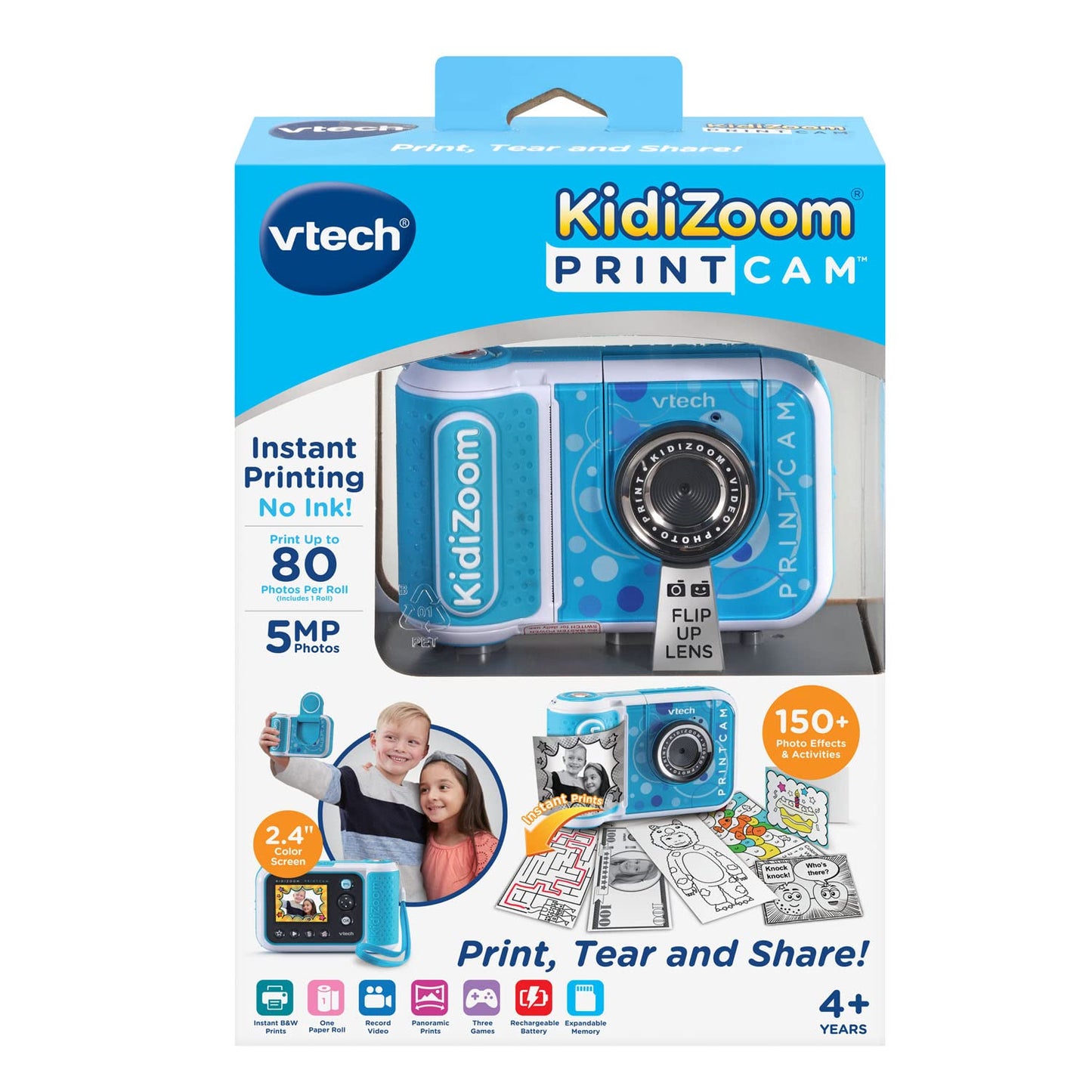 VTech KidiZoom PrintCam, Blue – Instant Photo Printing for Kids, Selfies & 110+ Templates