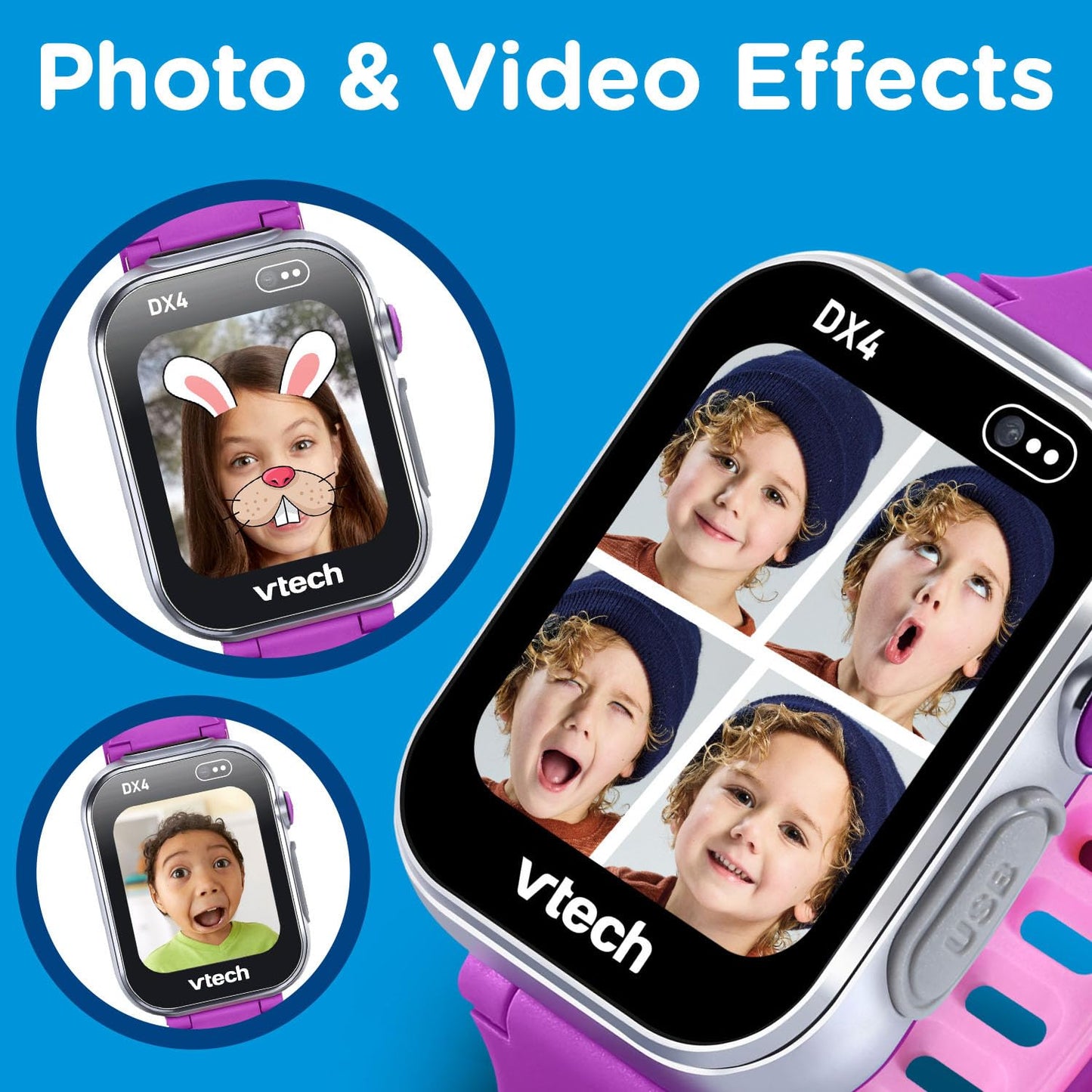 VTech KidiZoom Smartwatch DX4 – Purple, Dual Cameras & 50+ Clock Faces