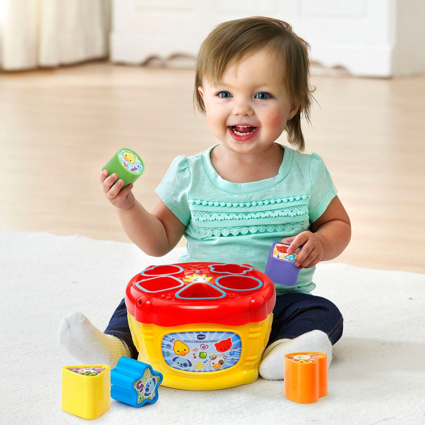 VTech Sort and Discover Drum - Yellow Baby Musical Toy for 6-36 Months