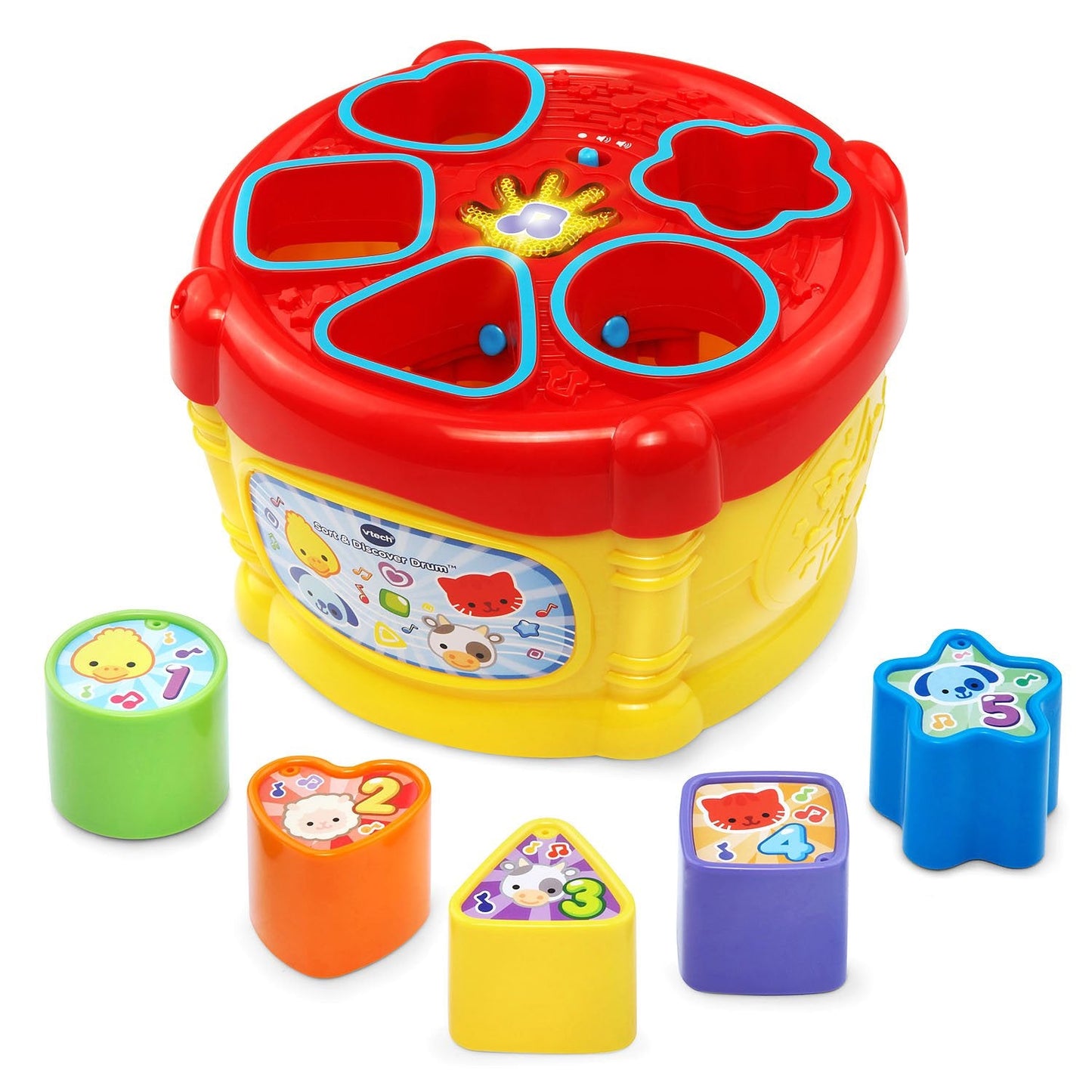 VTech Sort and Discover Drum - Yellow Baby Musical Toy for 6-36 Months