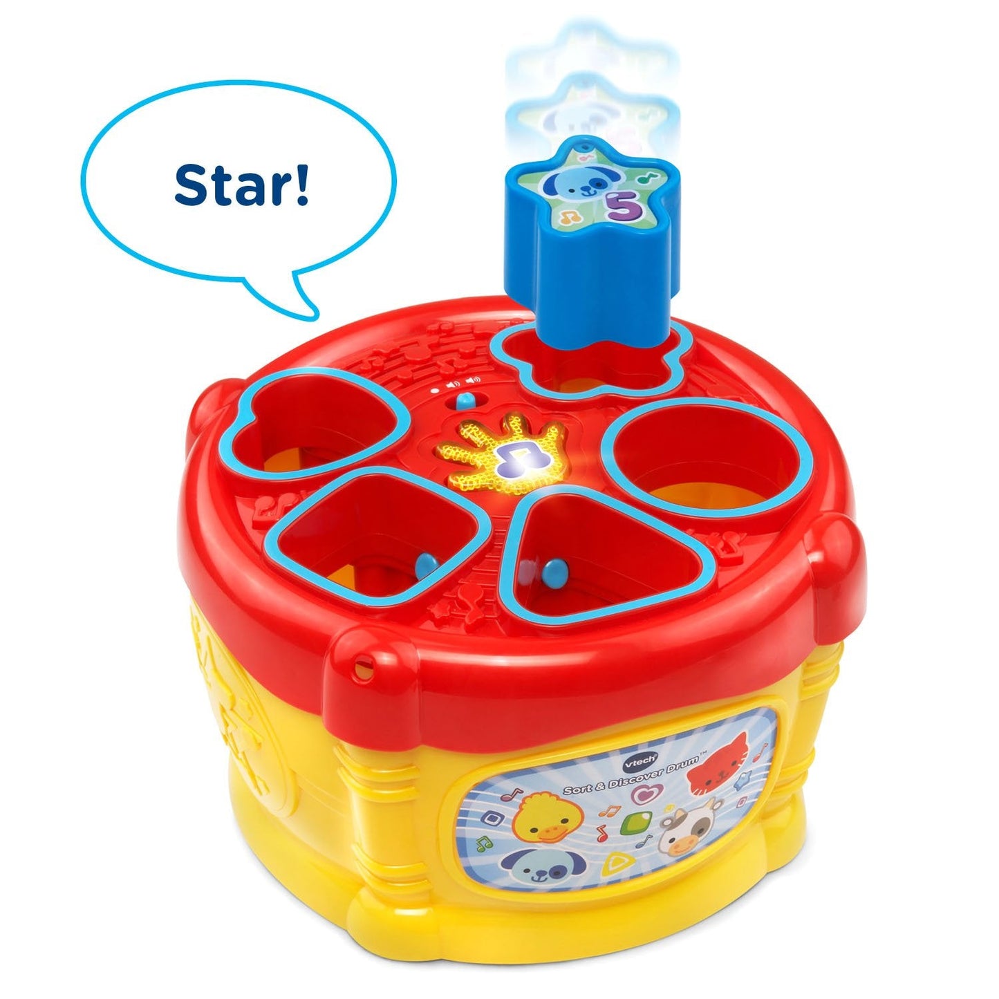 VTech Sort and Discover Drum - Yellow Baby Musical Toy for 6-36 Months