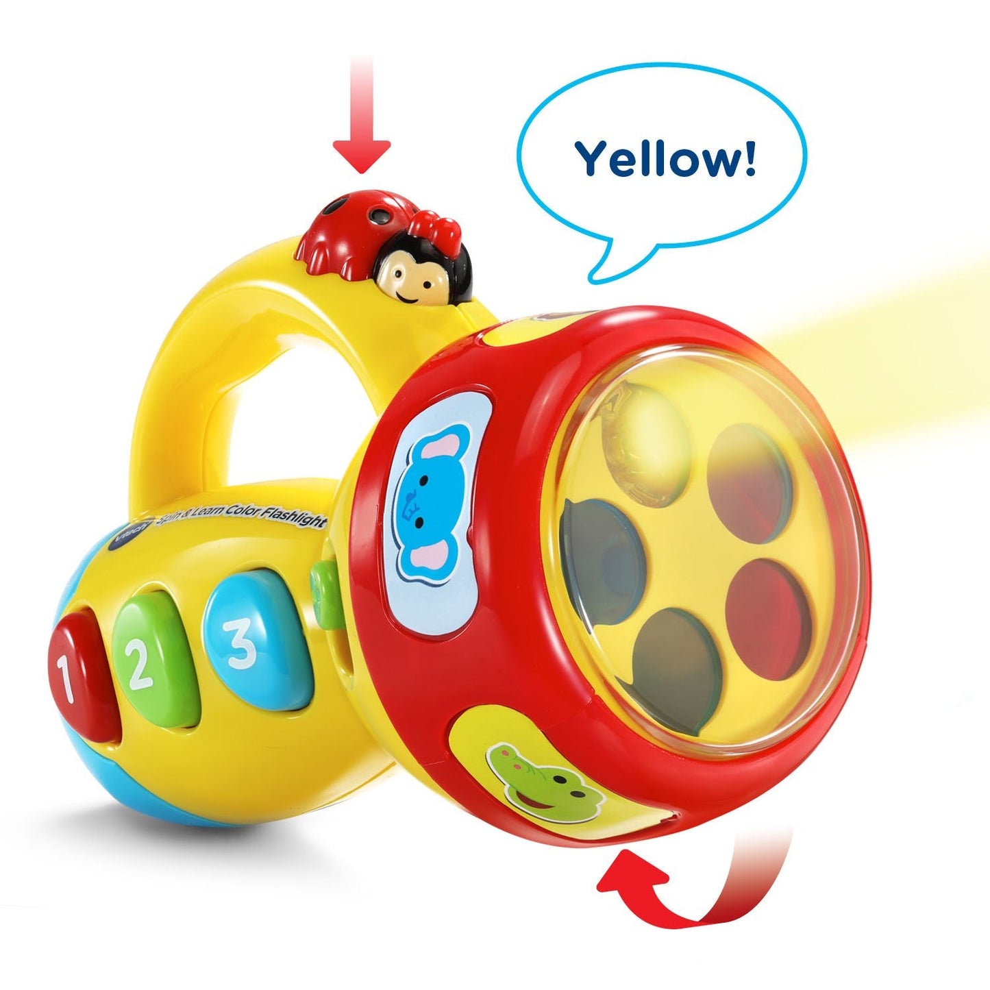 VTech Spin and Learn Color Flashlight – Colorful Lights, Animal Sounds & Numbers for Toddlers