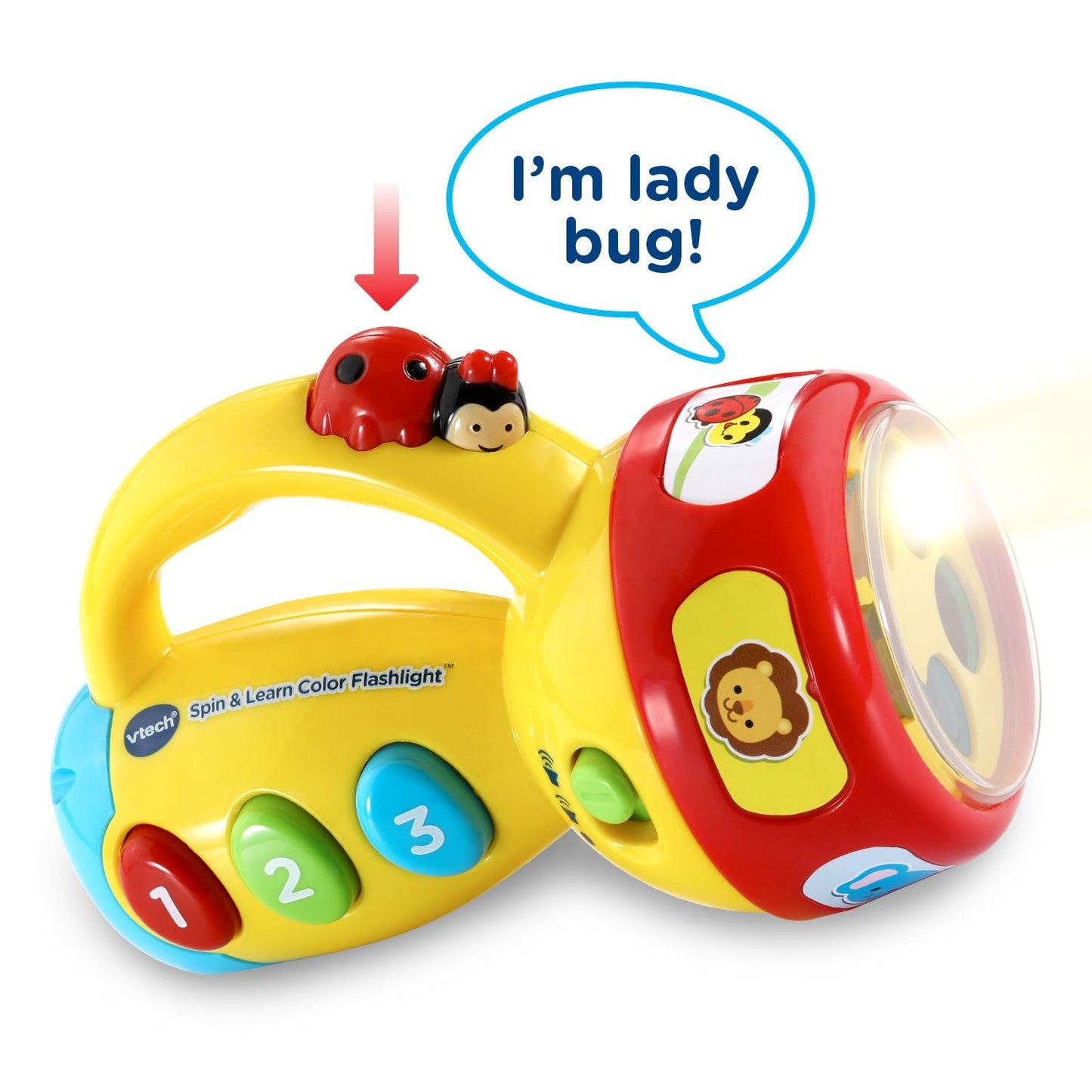 VTech Spin and Learn Color Flashlight – Colorful Lights, Animal Sounds & Numbers for Toddlers