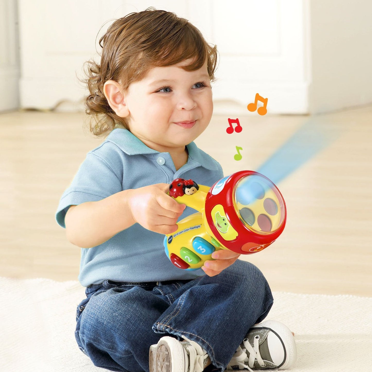 VTech Spin and Learn Color Flashlight – Colorful Lights, Animal Sounds & Numbers for Toddlers