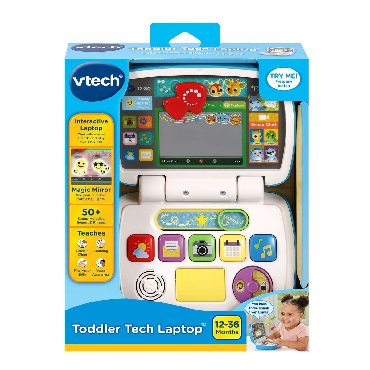 VTech Toddler Tech Laptop - Interactive Learning Toy for Ages 12-36 Months