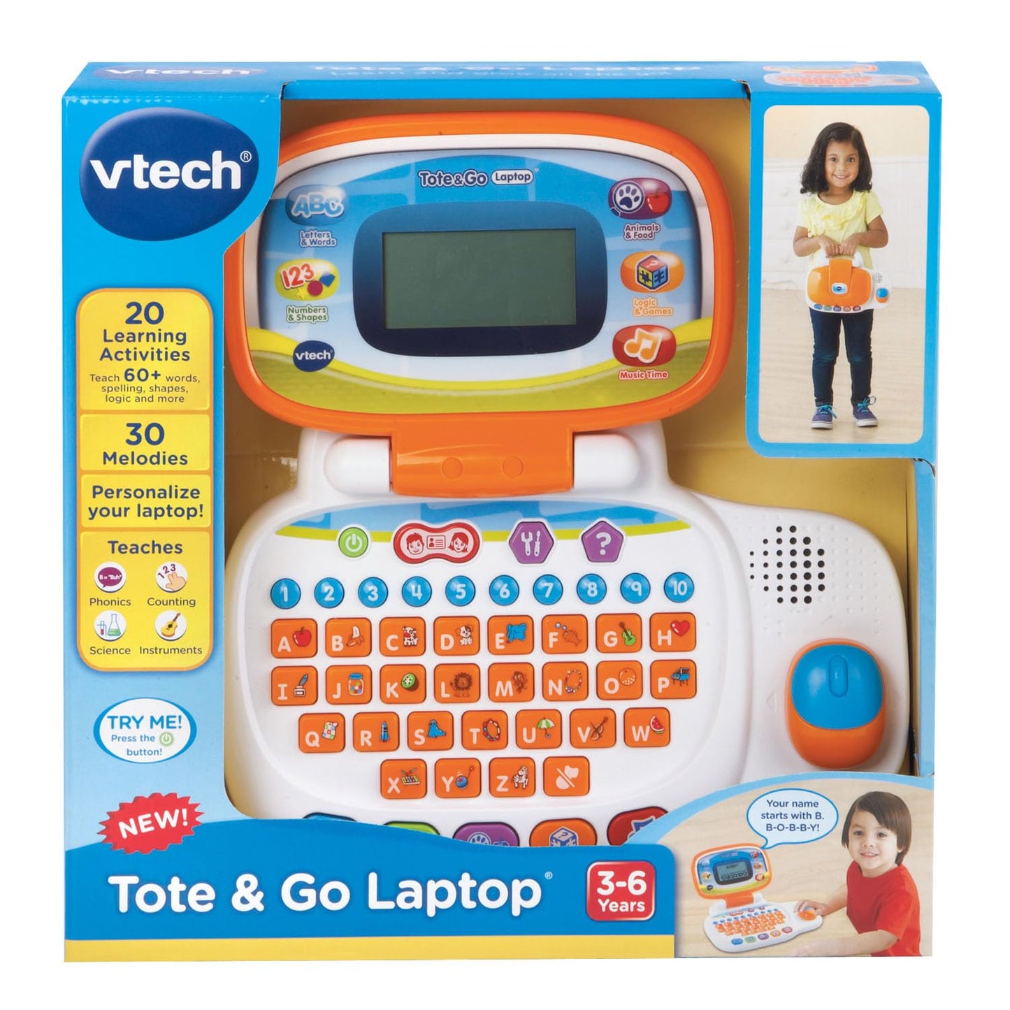 VTech Tote and Go Laptop Orange – 20 Learning Activities for Kids 3-6