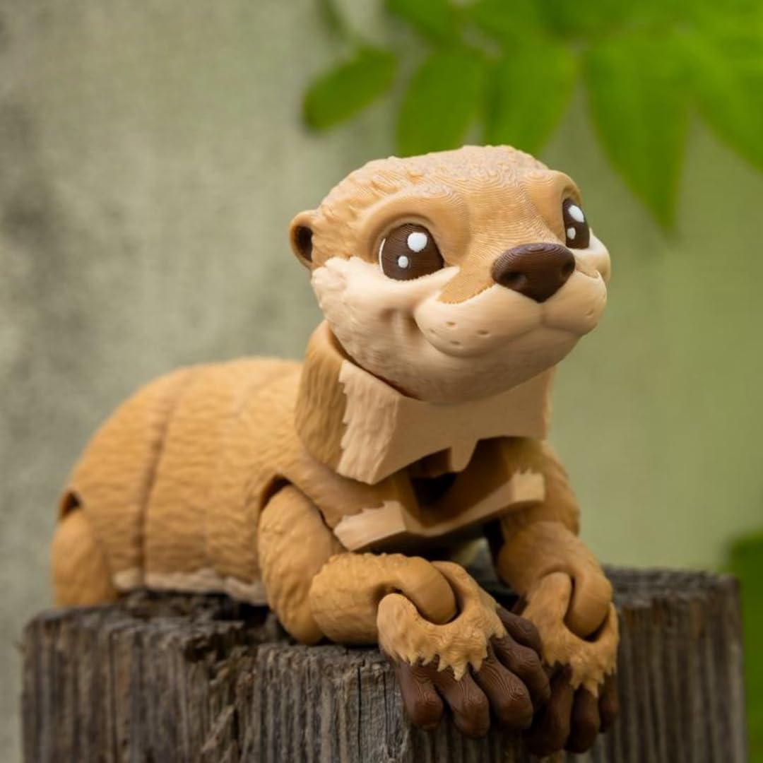 VUNDO Ollie the Otter — 3D Printed, Fully Articulated Fidget Toy (6-Inch, Brown)
