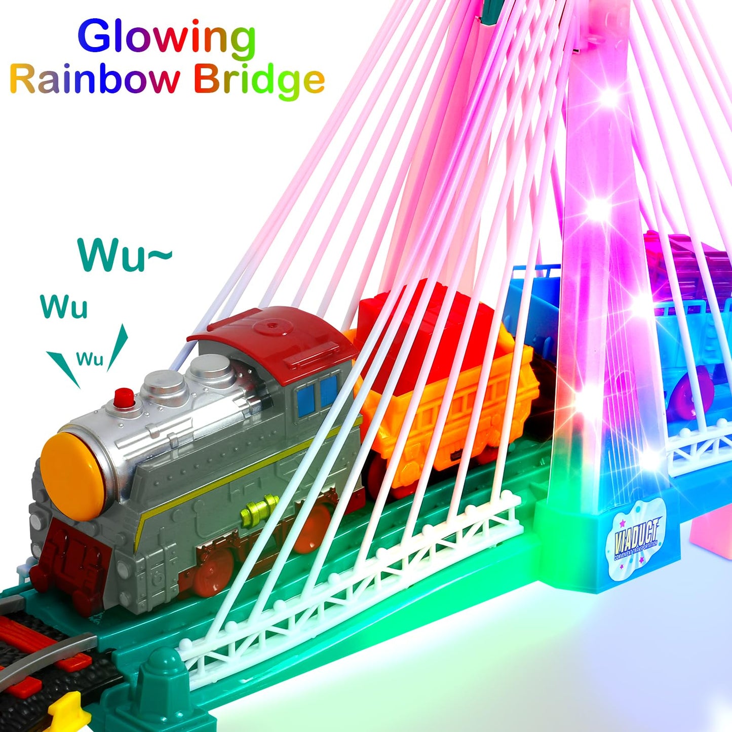 Vunrahsg Electric Train Set for Kids 4-8 — 103-Piece 2-in-1 Car & Train Playset