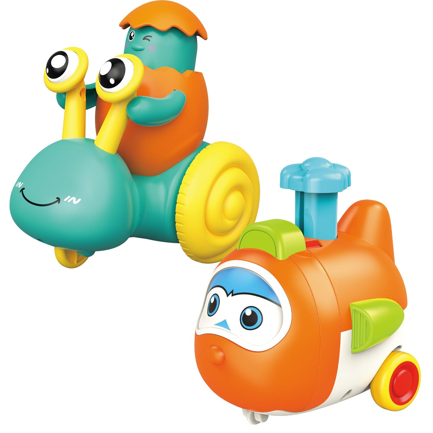 vusum Press to Go Car Toys for Toddlers 1-4 | Battery-Free Push Cars, Safe & Fun