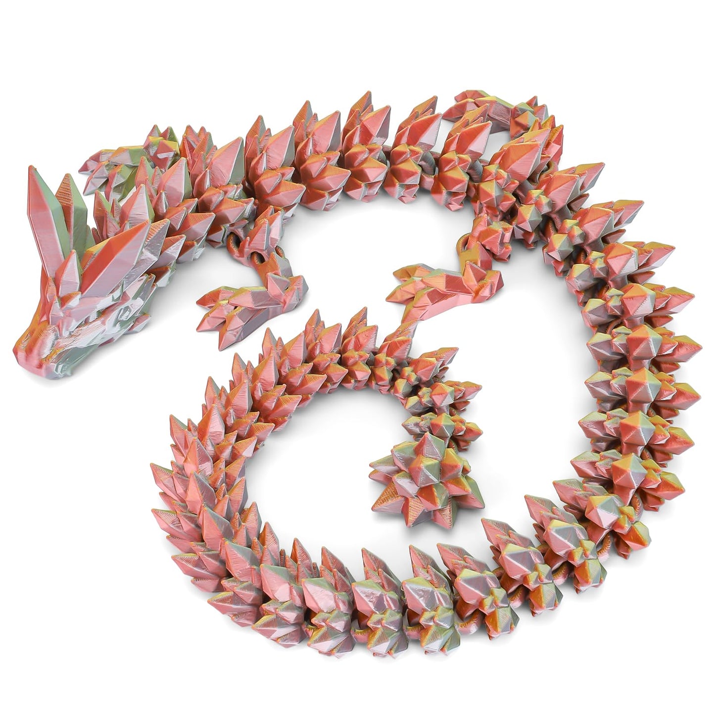 VUTIKPIX 30-Inch Large 3D Printed Crystal Dragon – Articulated Winged Desk Fidget & Decor