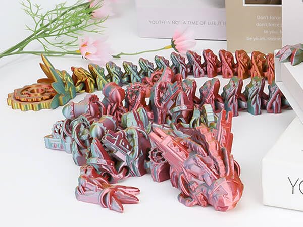 VUTIKPIX 30-Inch Large 3D Printed Crystal Dragon – Articulated Winged Desk Fidget & Decor