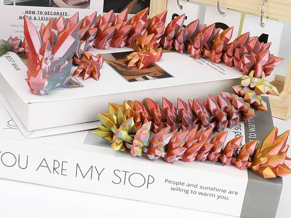 VUTIKPIX 30-Inch Large 3D Printed Crystal Dragon – Articulated Winged Desk Fidget & Decor