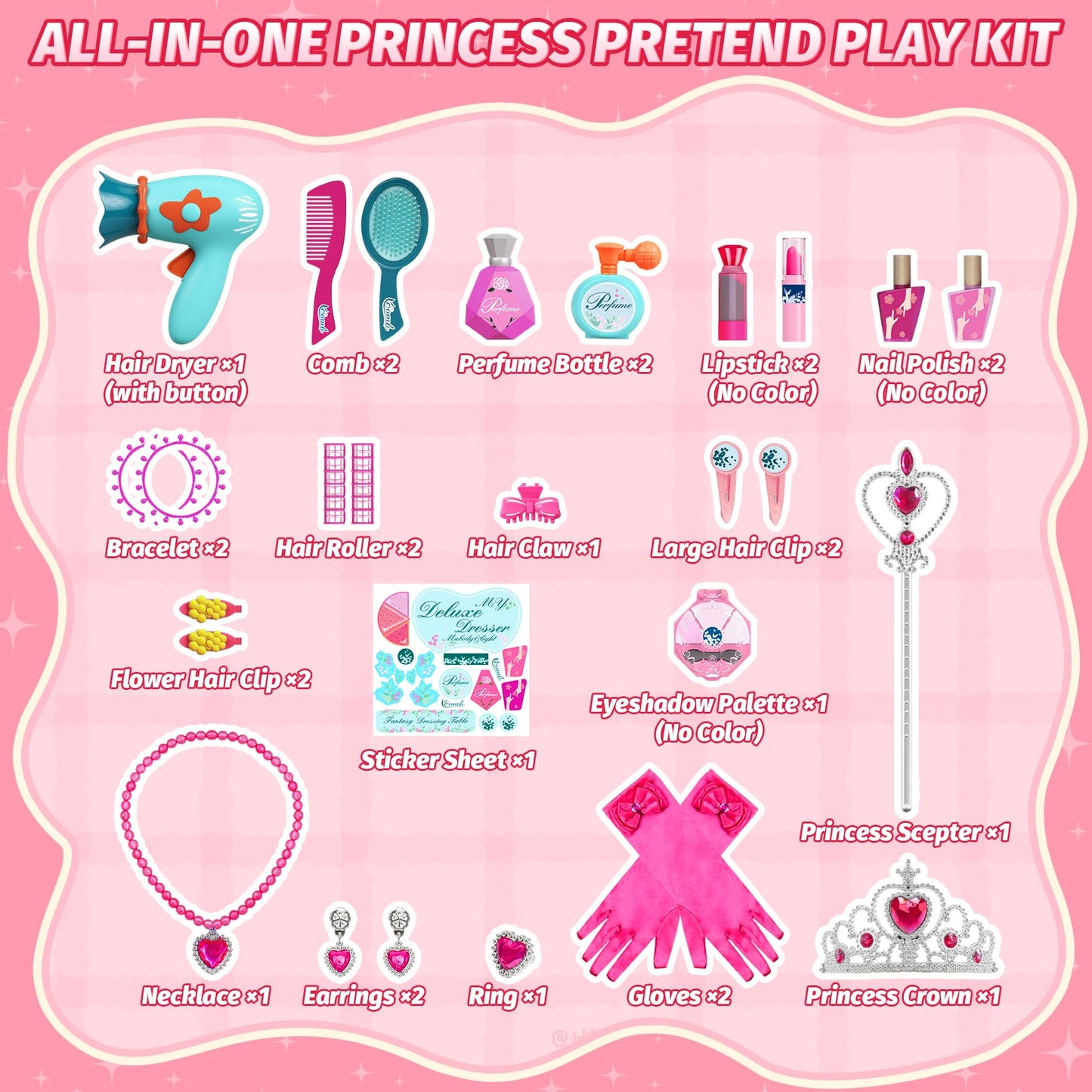 VViN Kids Vanity Set – Light & Music Princess Table with Stool & Accessories for Ages 3–5